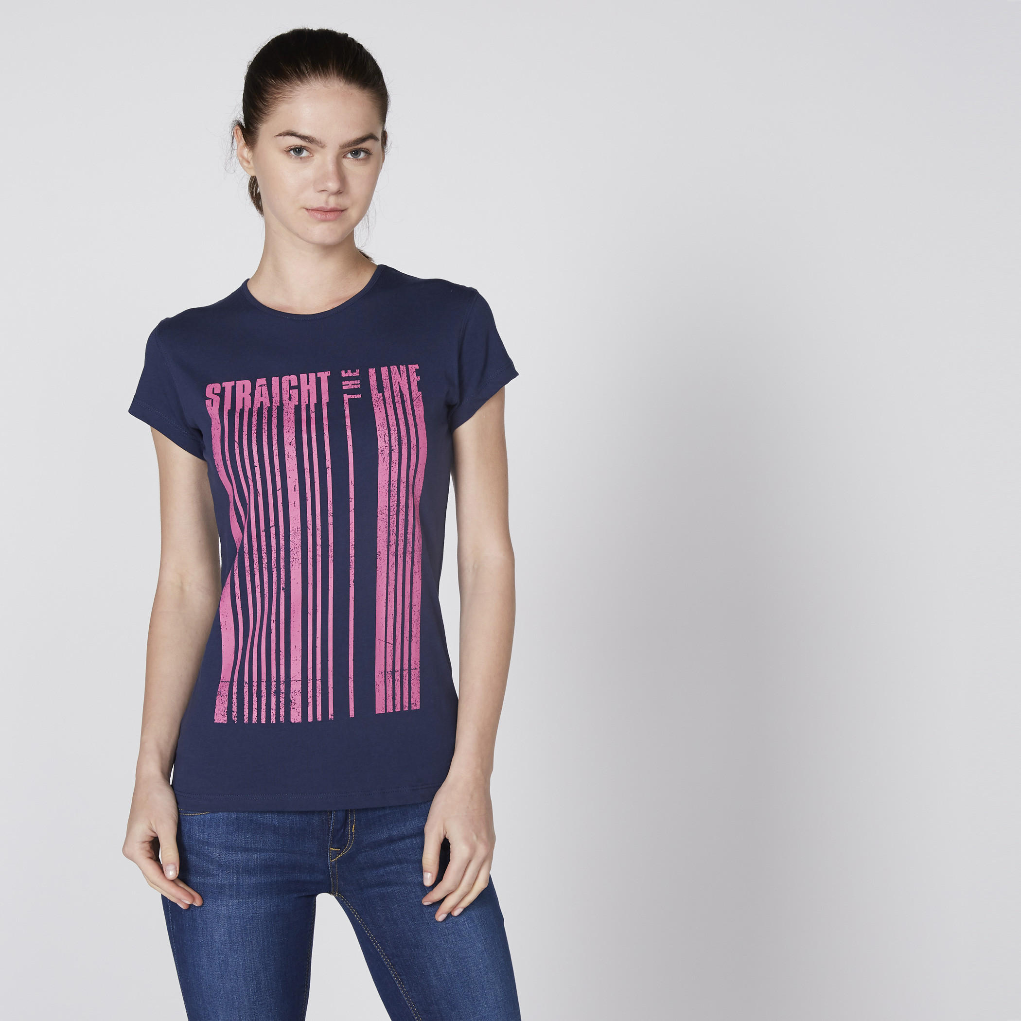 تيشيرت بياقة مستديرة وأكمام قصيرة مع طبعات-women-clothing-shirtsandblouses-blouses-image-1