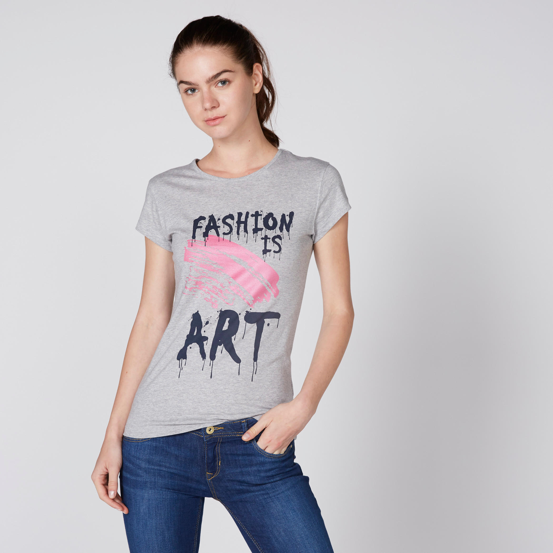 تيشيرت بياقة مستديرة وأكمام كاب وطبعات-women-clothing-tshirts-image-1