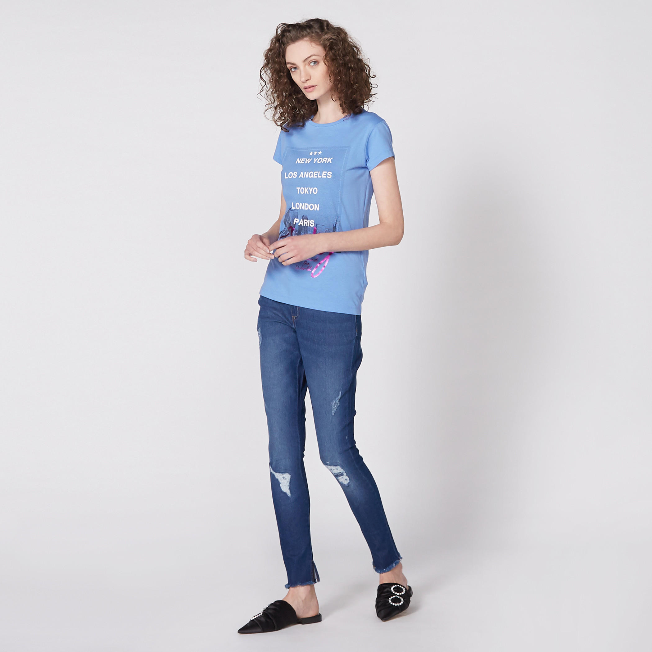 Printed T-Shirt with Round Neck and Short Sleeves-women-clothing-shirtsandblouses-blouses-image-1