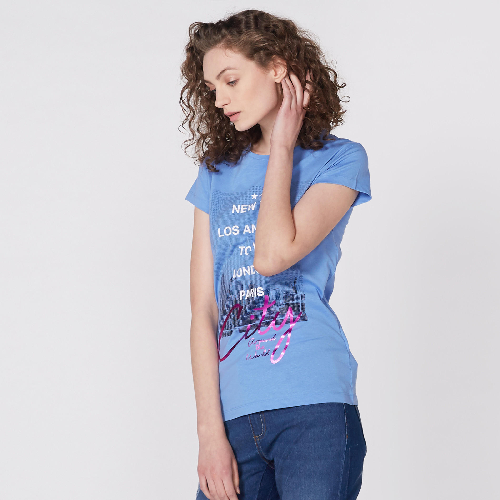 Printed T-Shirt with Round Neck and Short Sleeves-women-clothing-shirtsandblouses-blouses-image-3