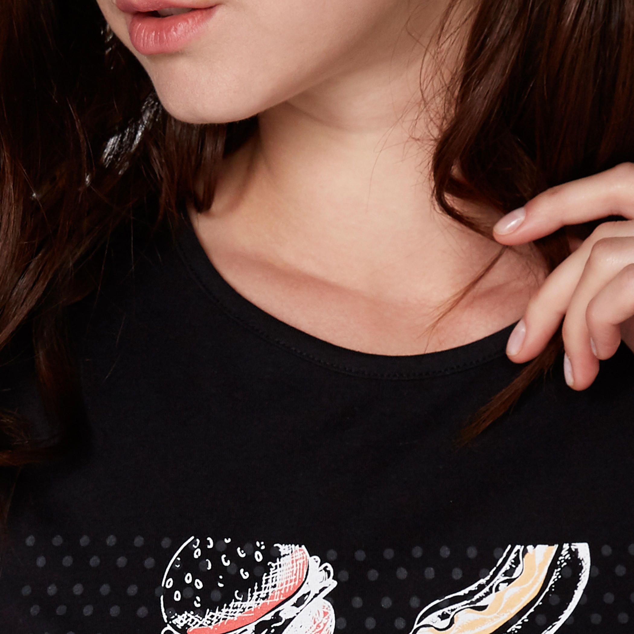 Printed T-Shirt with Round Neck and Cap Sleeves-women-clothing-shirtsandblouses-blouses-image-2