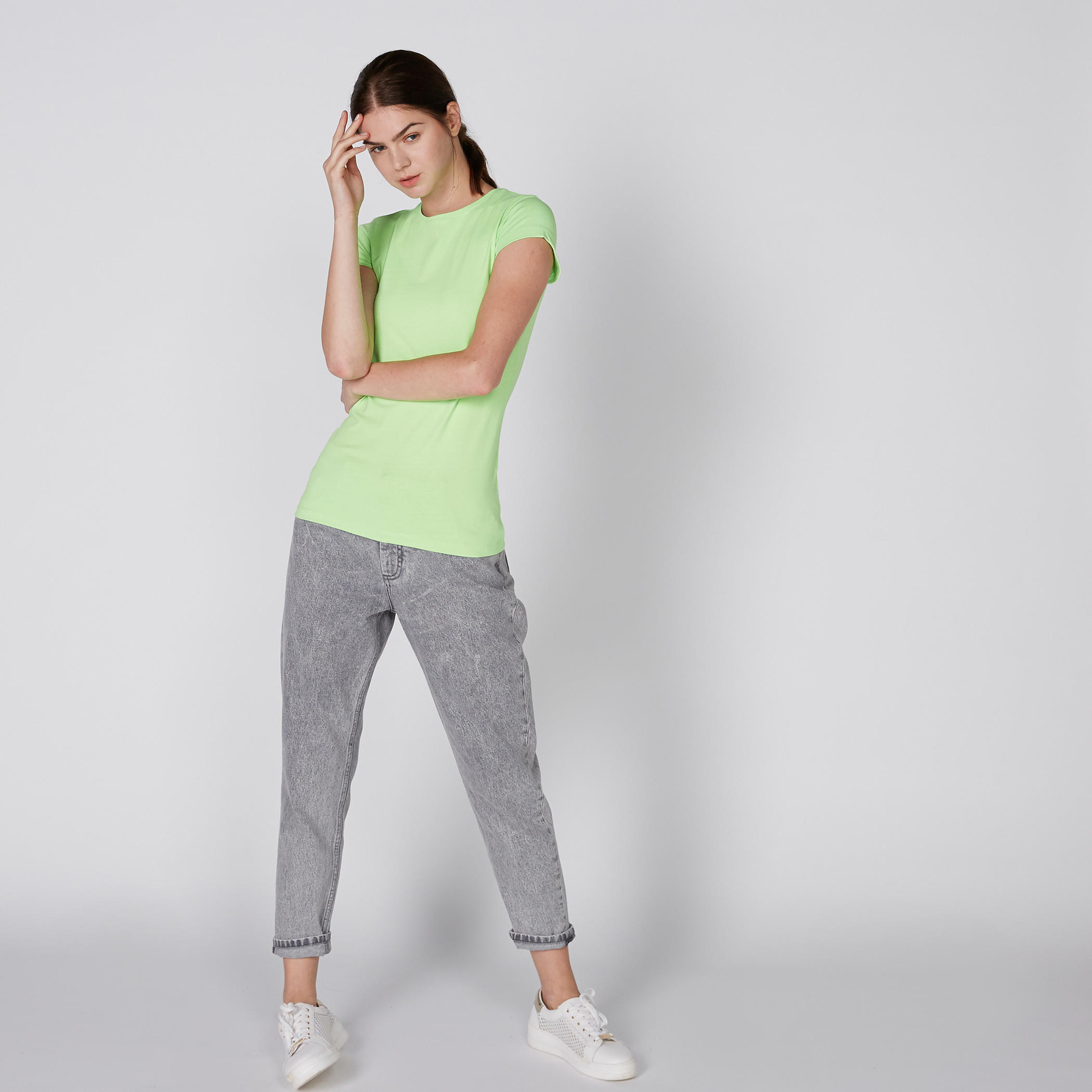 Crew Neck T-Shirt with Short Sleeves-women-clothing-tshirts-image-1