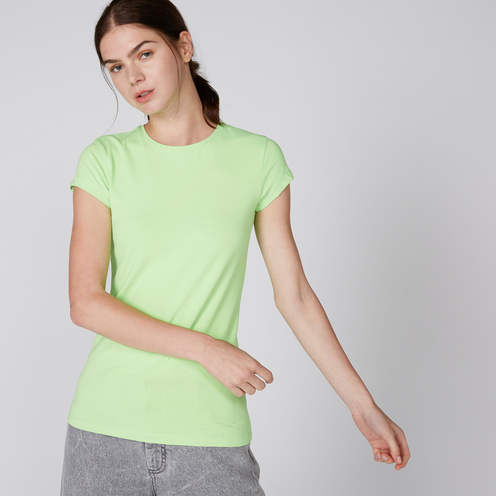 Crew Neck T-Shirt with Short Sleeves-women-clothing-tshirts-image-2