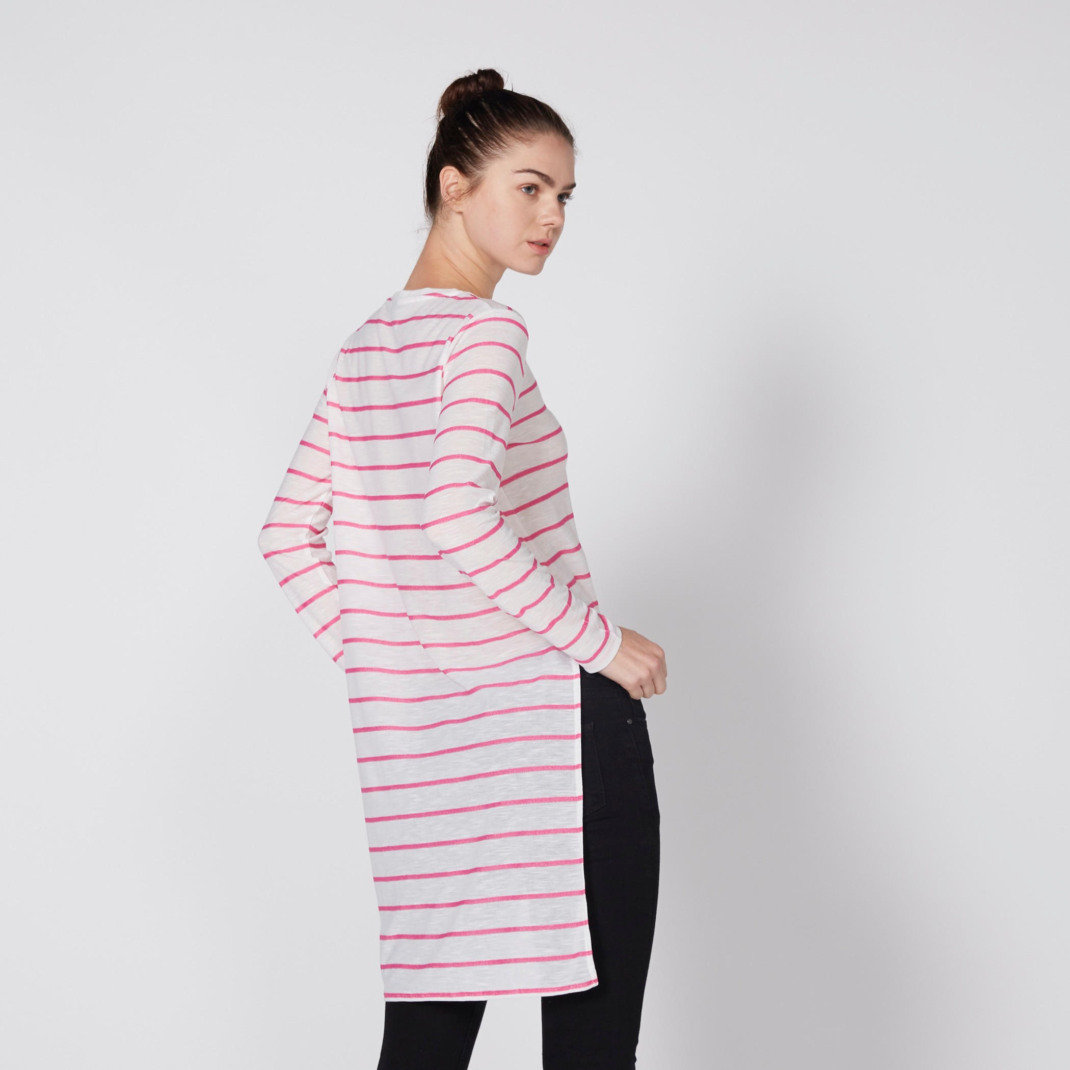 Striped Round Neck Tunic with High-Low Hem-women-clothing-shirtsandblouses-blouses-image-3