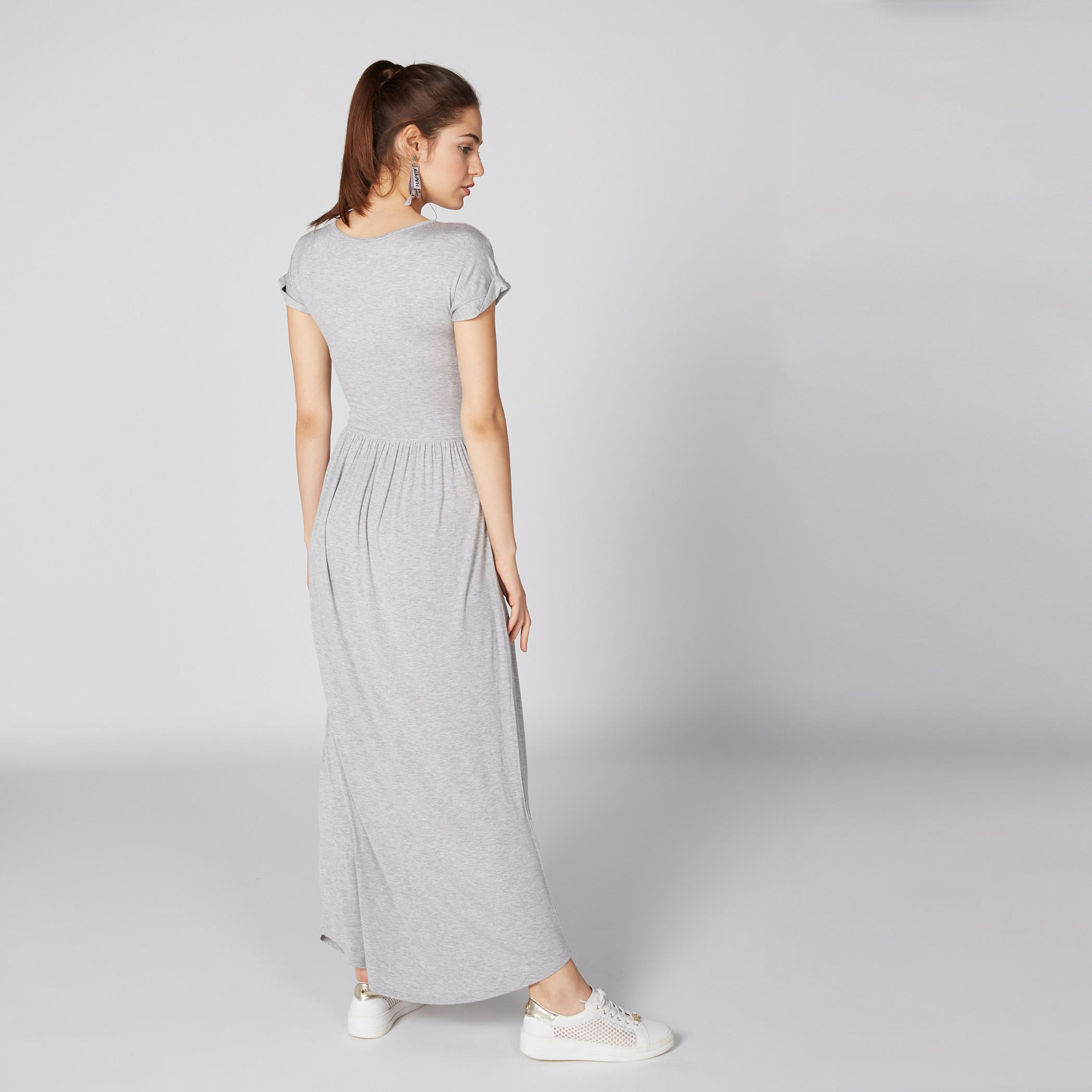 فستان ماكسي بياقة مستديرة وأكمام متصلة ورباط-women-clothing-dresses-image-3