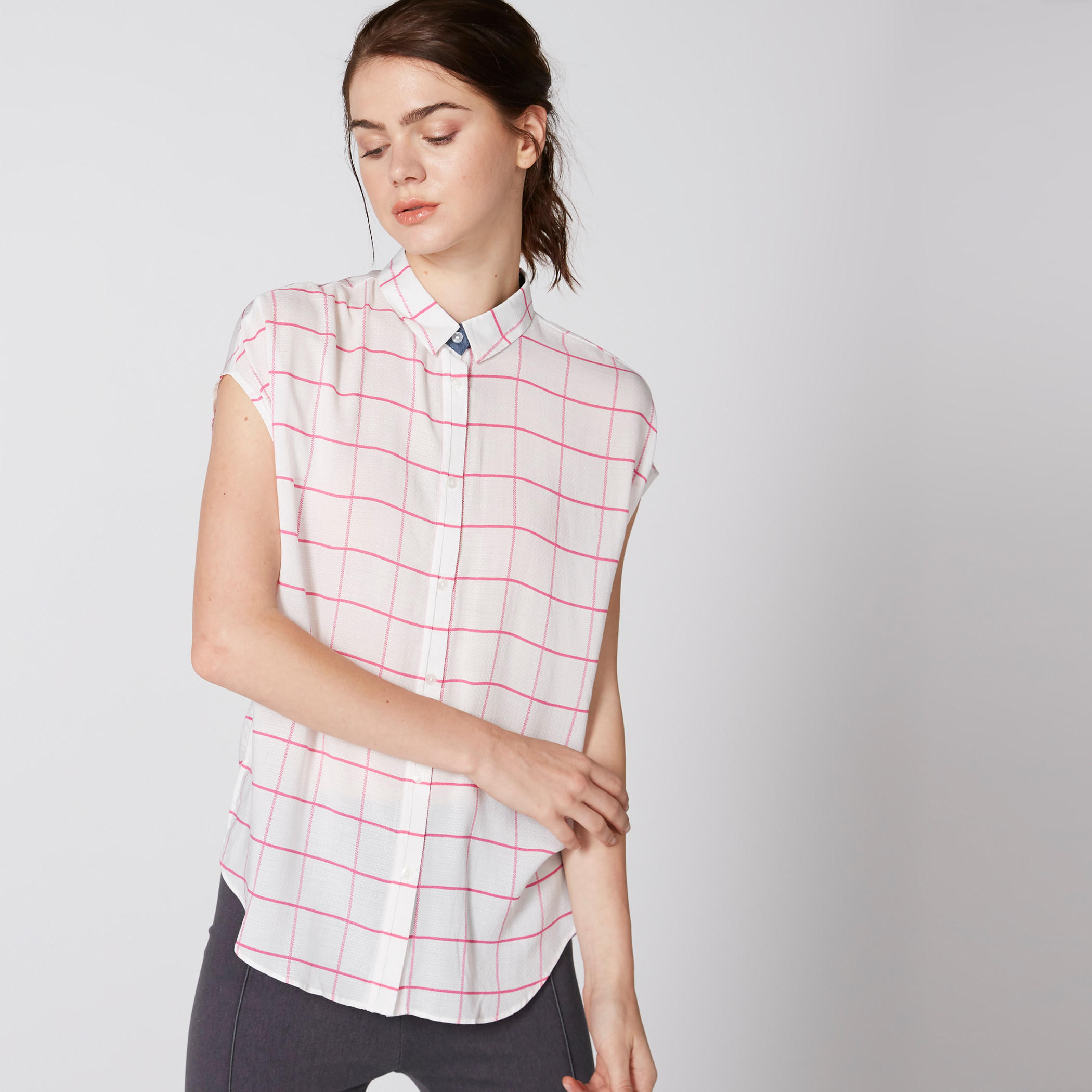 Chequered Shirt with Complete Placket-women-clothing-shirtsandblouses-shirts-image-2