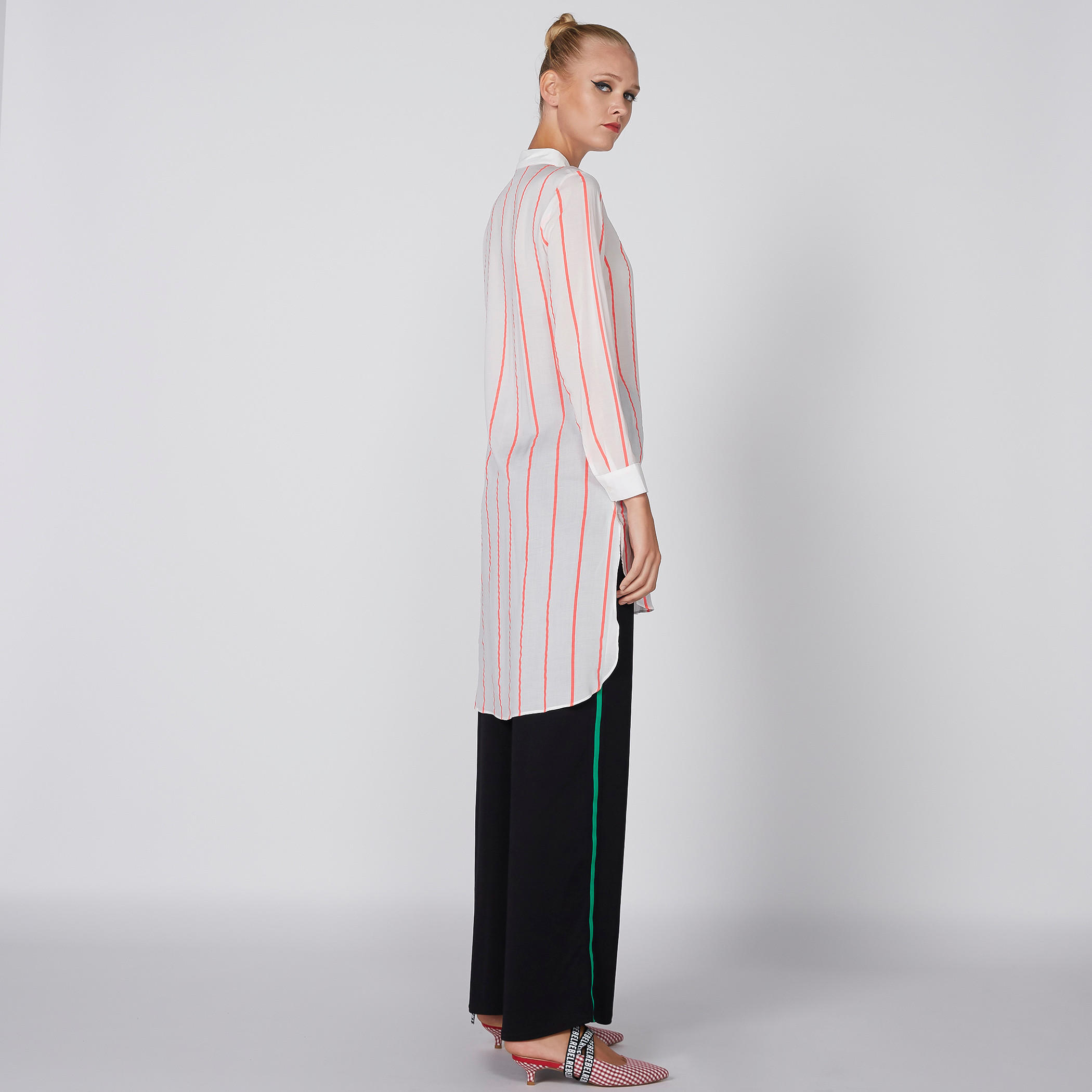 Striped Shirt with High Low Hem and Long Sleeves-women-clothing-shirtsandblouses-blouses-image-1
