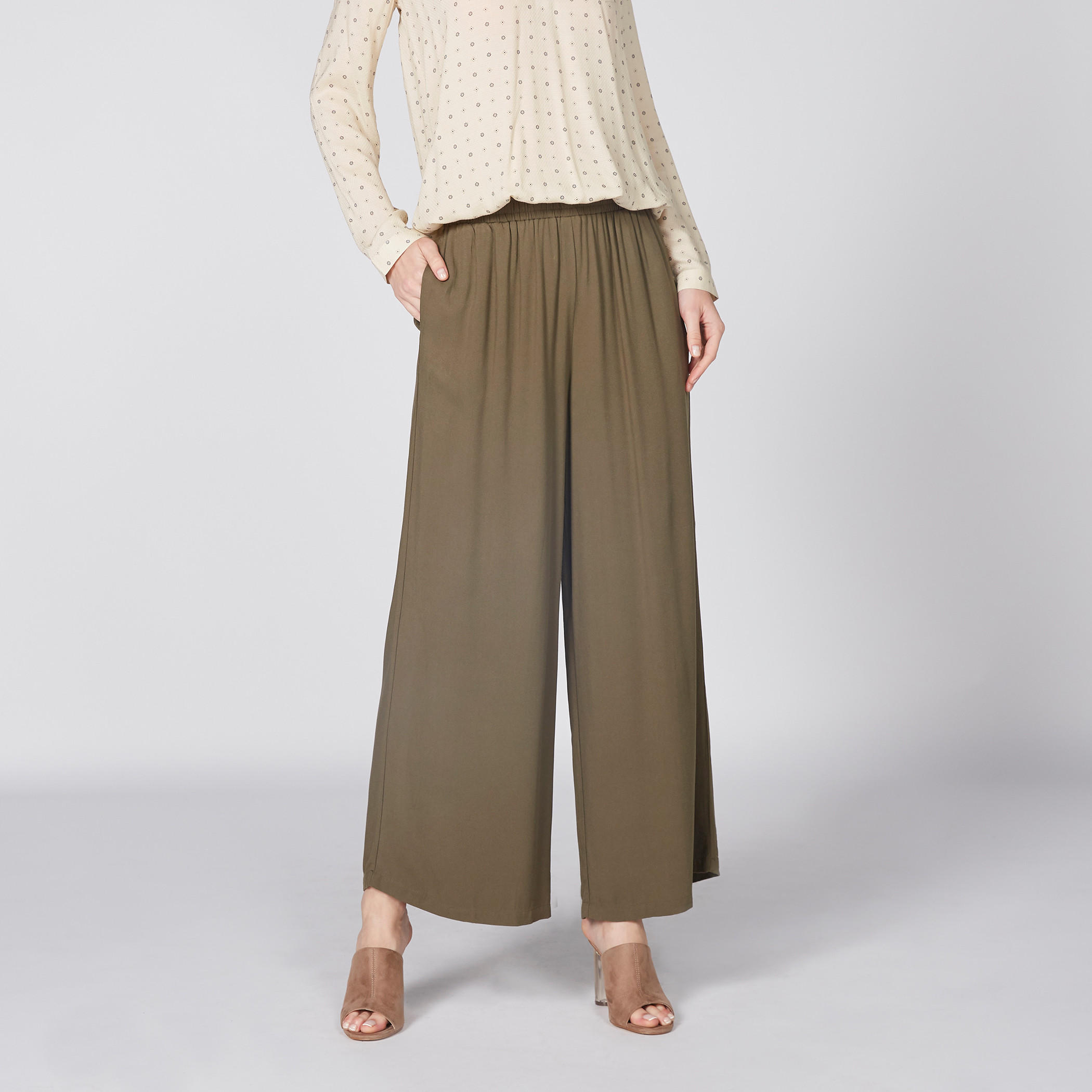 بنطال بالازو طويل بخصر مطّاطي-women-clothing-bottoms-trousers-image-1