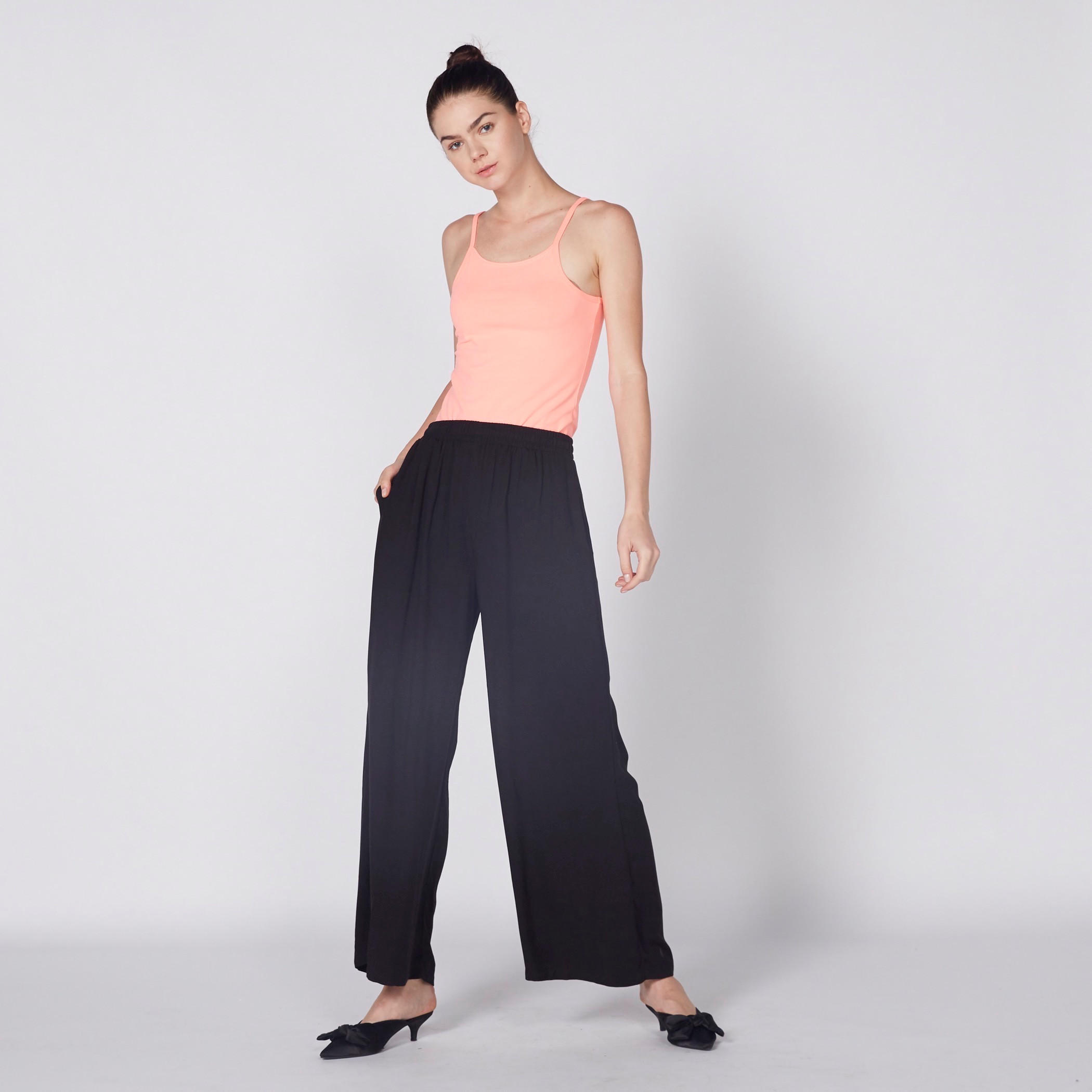 Full Length Palazzo Pants with Elasticized Waistband and Pocket Detail-women-clothing-bottoms-trousers-image-2