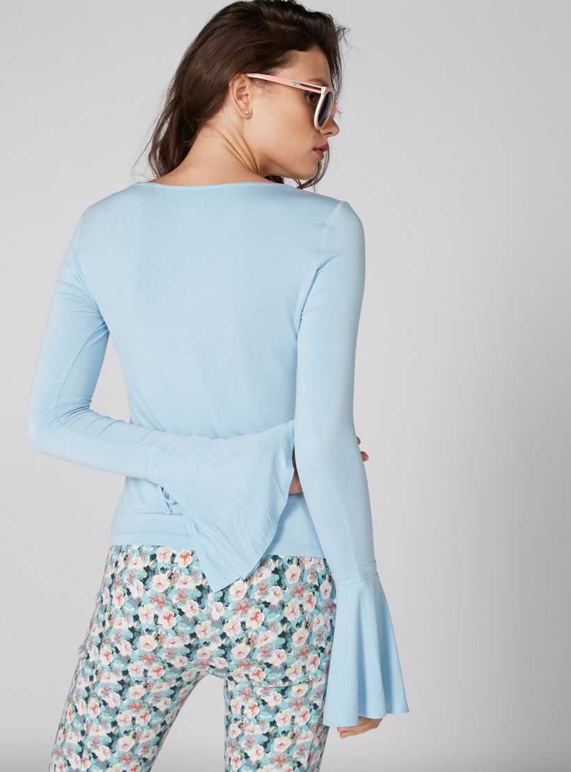 بلوزة بياقة V وأكمام طويلة ورباط-women-clothing-shirtsandblouses-blouses-image-2