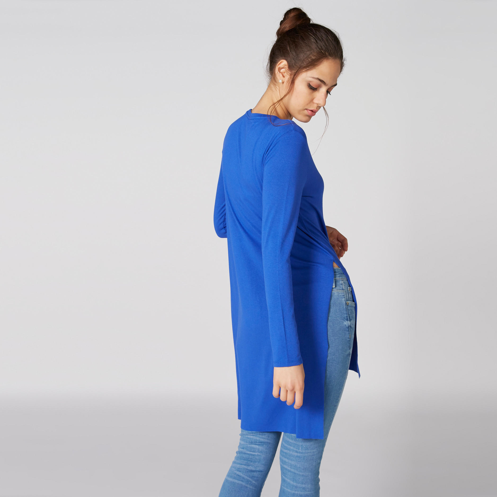 تونيك بأكمام طويلة وحوّاف غير مستوية وفتحة جانبية-women-clothing-shirtsandblouses-blouses-image-2
