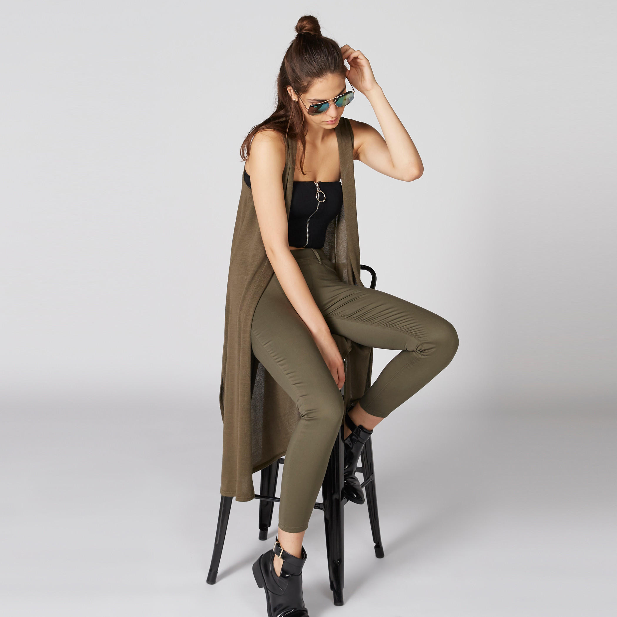 Open Front Longline Sleeveless Shrug with Side Slits-women-winterwear-cardigansandjumpers-cardigans-image-1