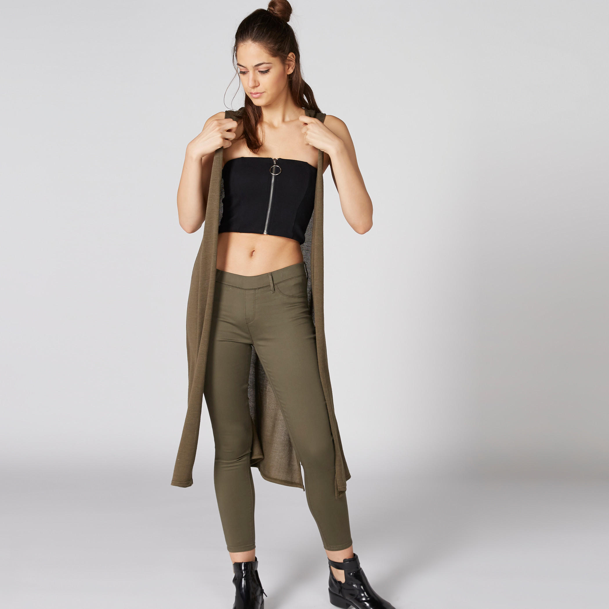 Open Front Longline Sleeveless Shrug with Side Slits-women-winterwear-cardigansandjumpers-cardigans-image-3