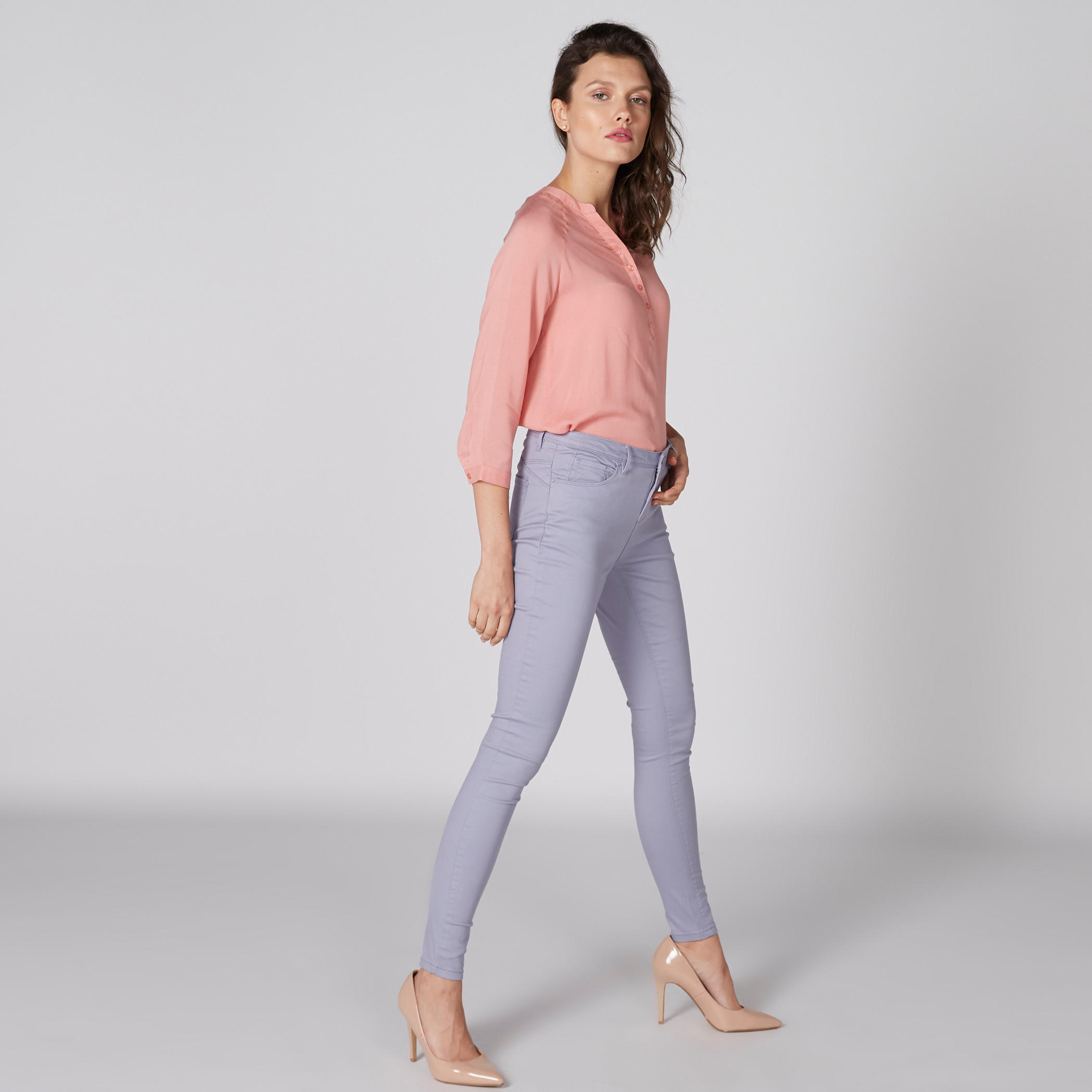 بلوزة بياقة هينلي وأكمام طويلة-women-clothing-shirtsandblouses-blouses-image-1