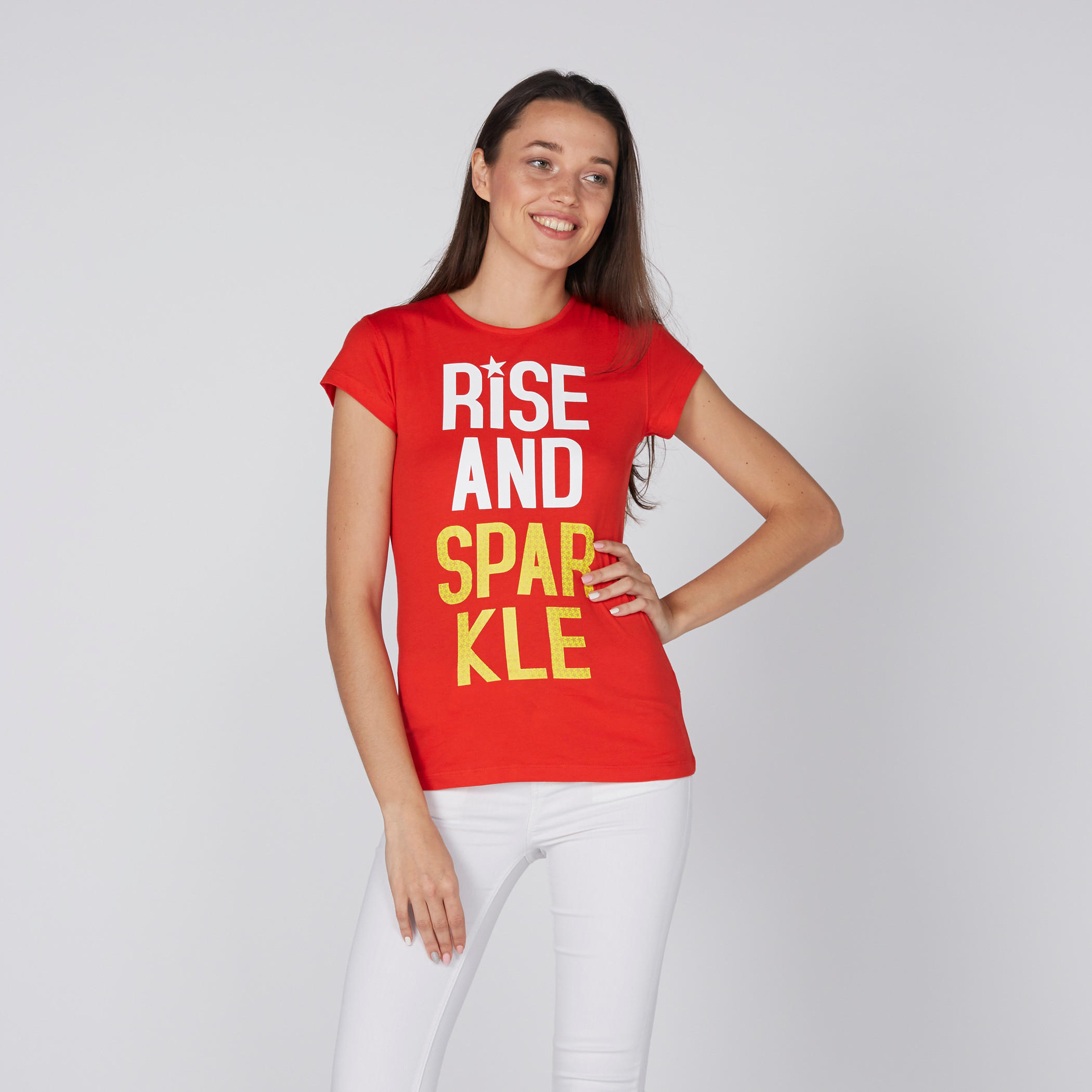 تيشيرت بياقة مستديرة وأكمام كاب وطبعات-women-clothing-tshirts-image-1