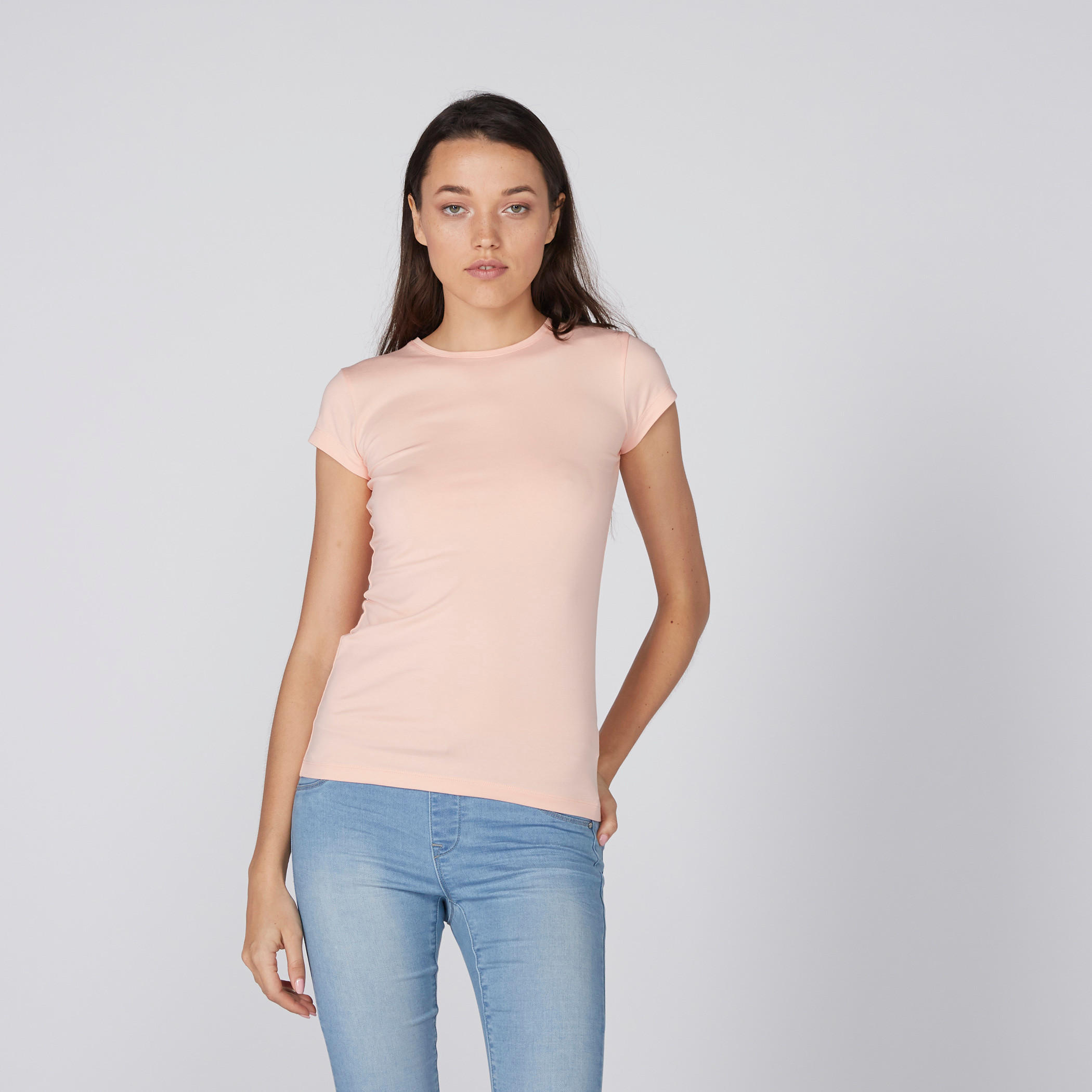 Crew Neck T-Shirt with Cap Sleeves-women-clothing-tshirts-image-1