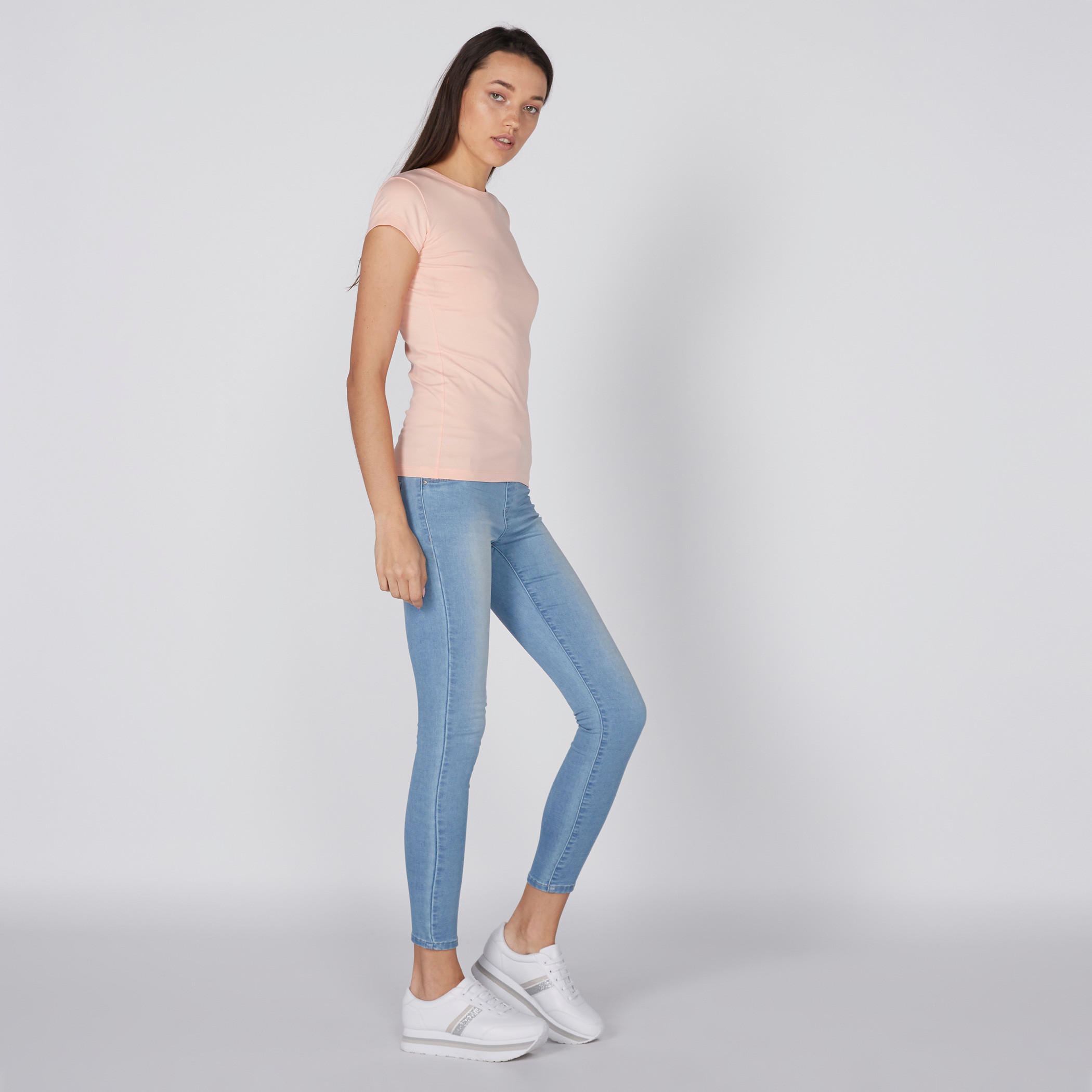 Crew Neck T-Shirt with Cap Sleeves-women-clothing-tshirts-image-2