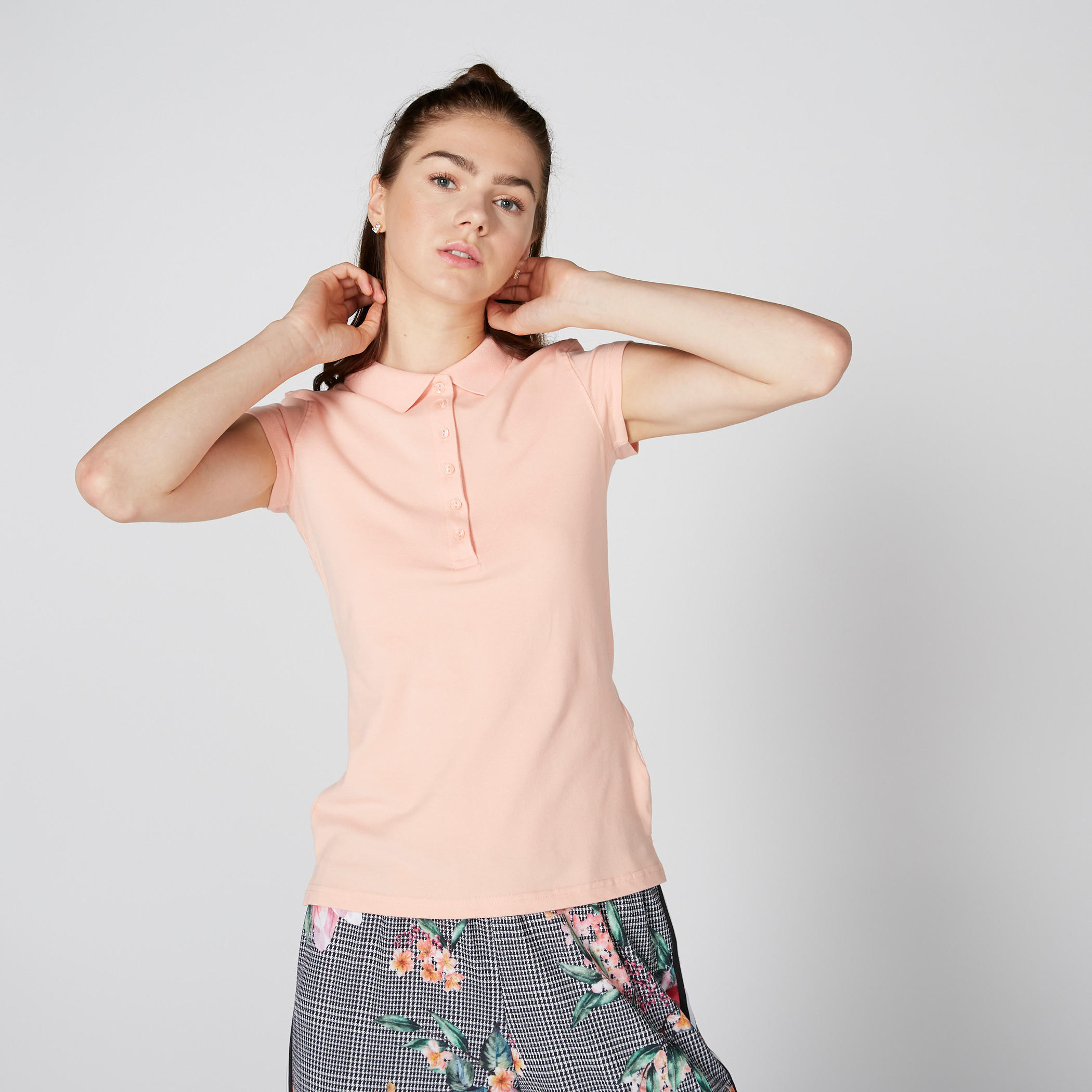 Polo Neck T-Shirt with Cap Sleeves-women-clothing-tshirts-image-2