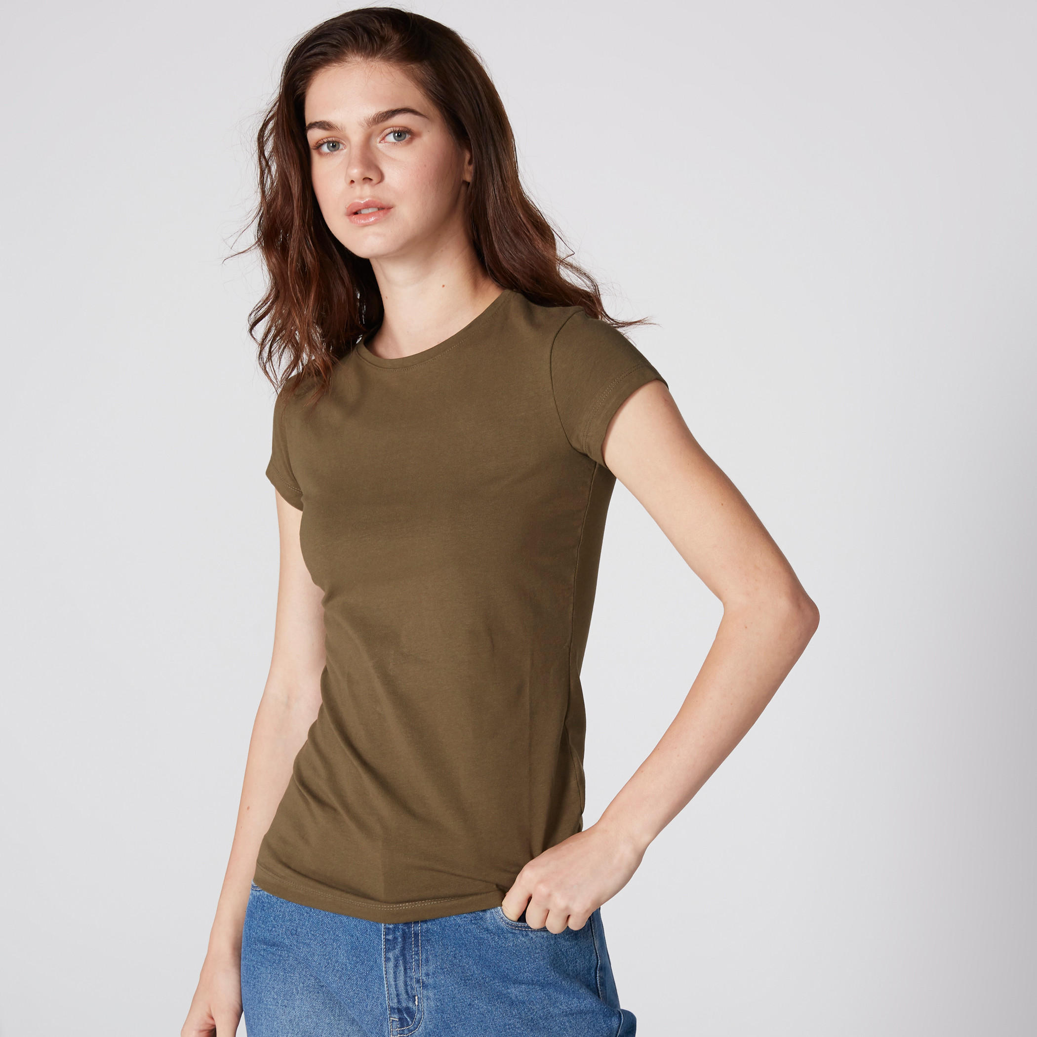 Round Neck T-Shirt with Cap Sleeves-women-clothing-tshirts-image-2