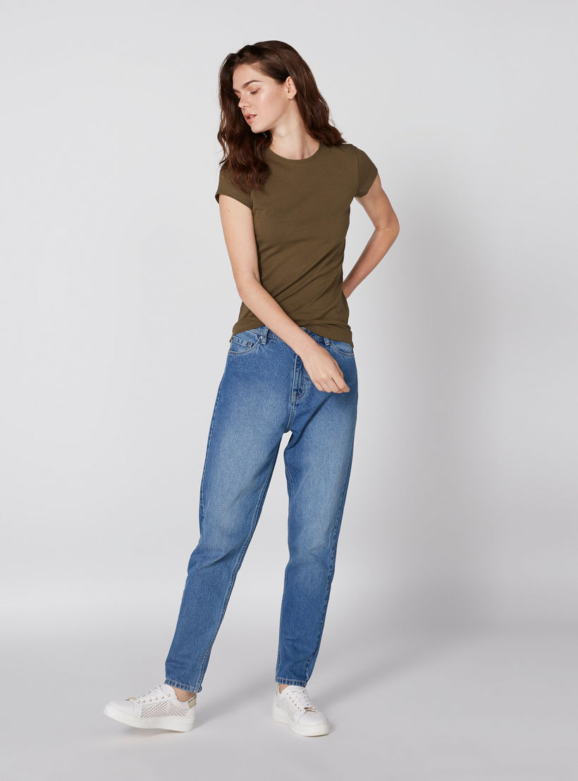 Round Neck T-Shirt with Cap Sleeves-women-clothing-tshirts-image-4