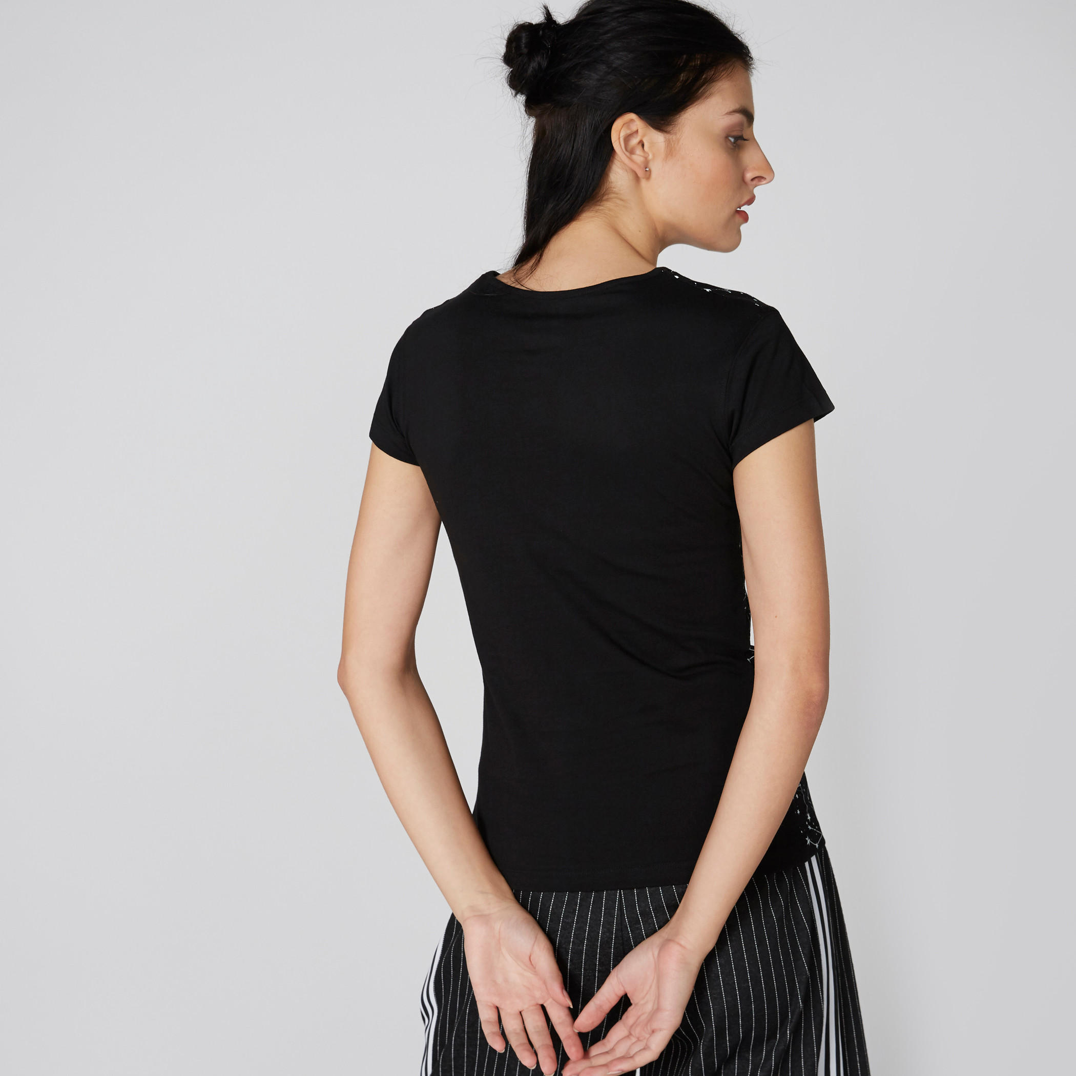 Printed T-Shirt with Round Neck and Cap Sleeves-women-clothing-tshirts-image-2