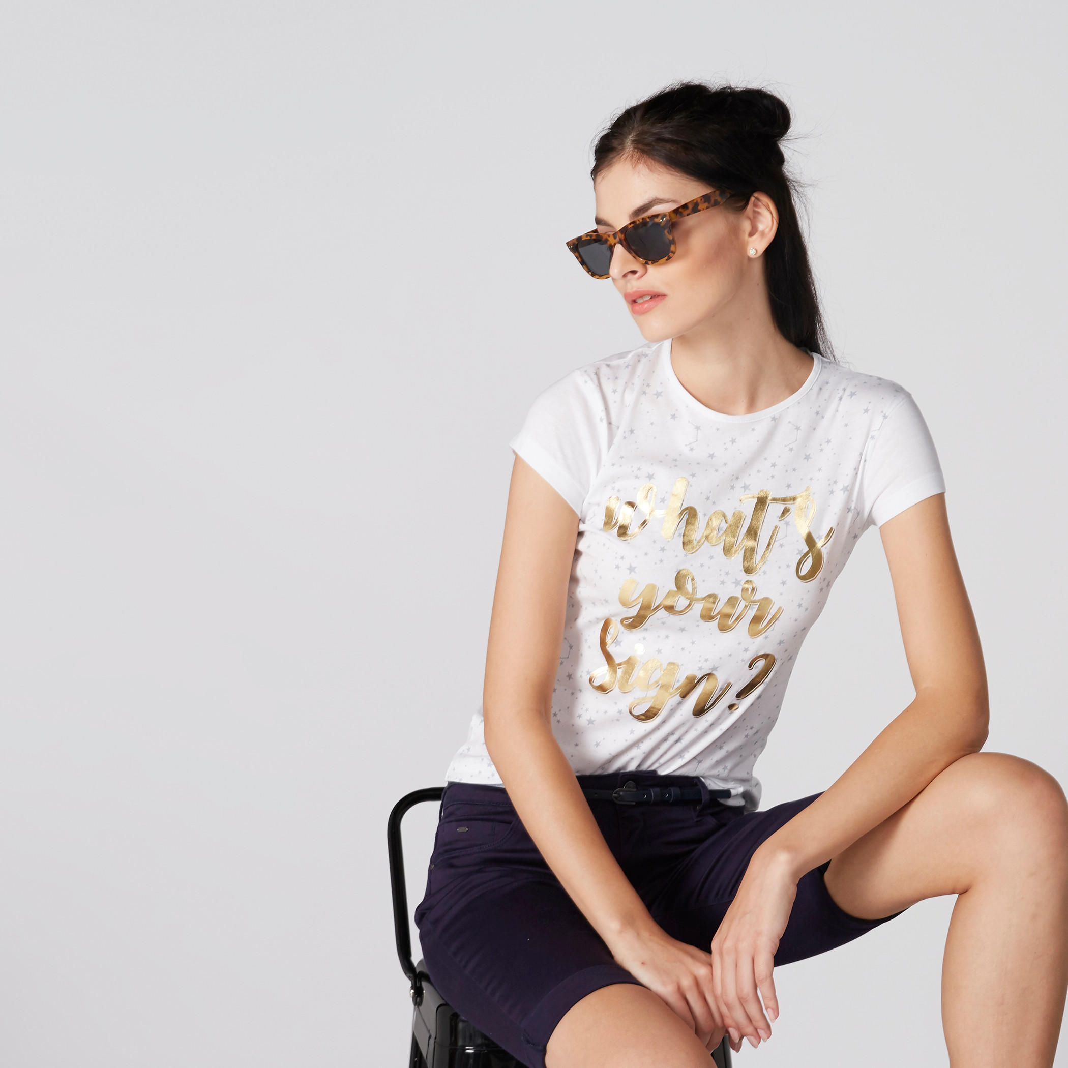 Graphic Printed T-Shirt with Crew Neck and Cap Sleeves-women-clothing-tshirts-image-3