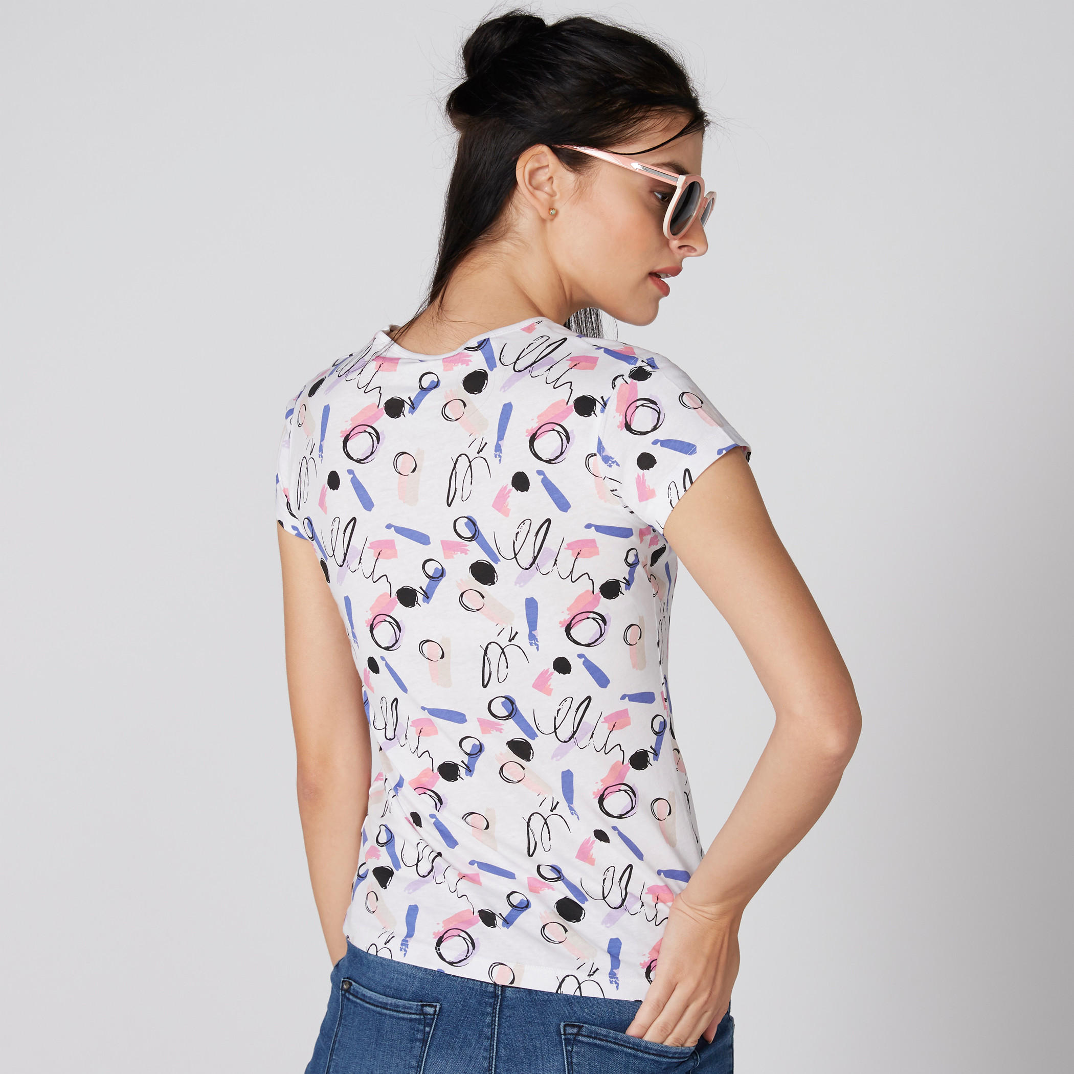 Printed T-Shirt with Crew Neck and Cap Sleeves-women-clothing-tshirts-image-2