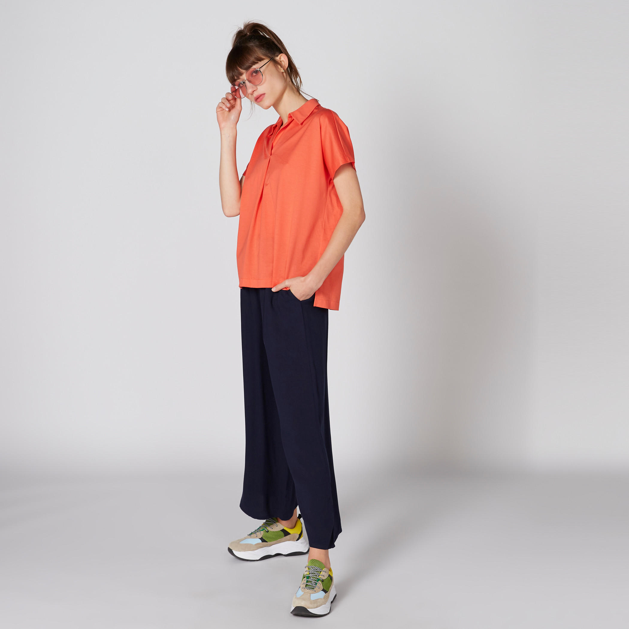 بلوزة بياقة عادية وأكمام قصيرة-women-clothing-shirtsandblouses-blouses-image-11