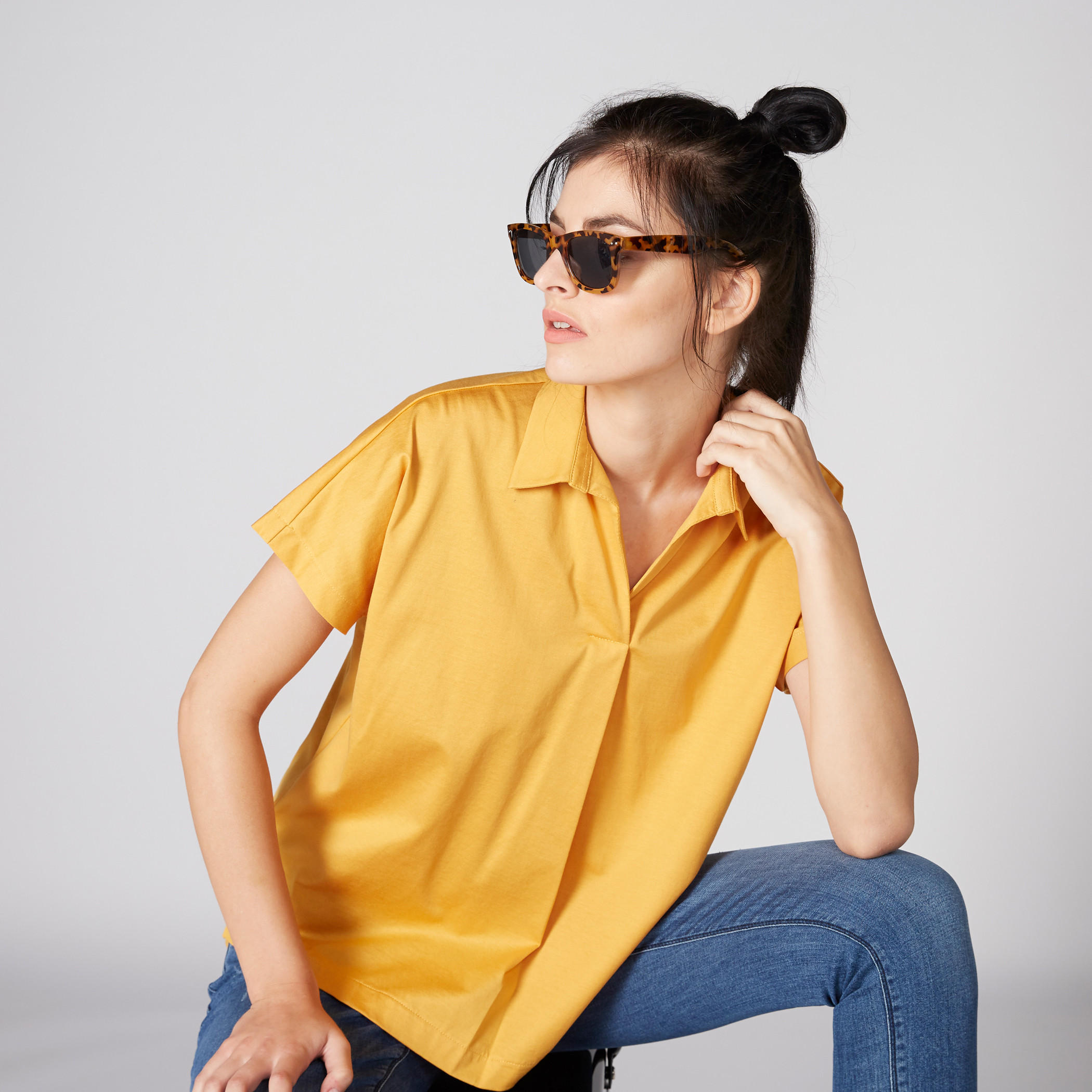 بلوزة بياقة عادية وأكمام قصيرة-women-clothing-shirtsandblouses-blouses-image-5