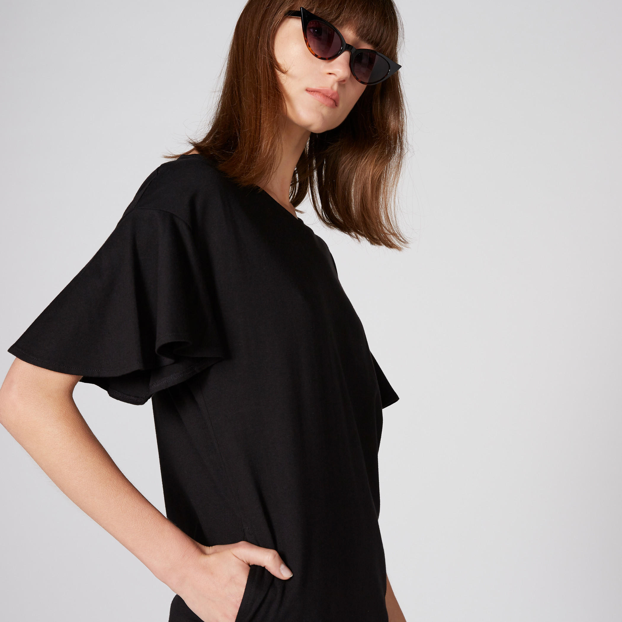 فستان بياقة V وأكمام واسعة وجيوب-women-clothing-dresses-image-4