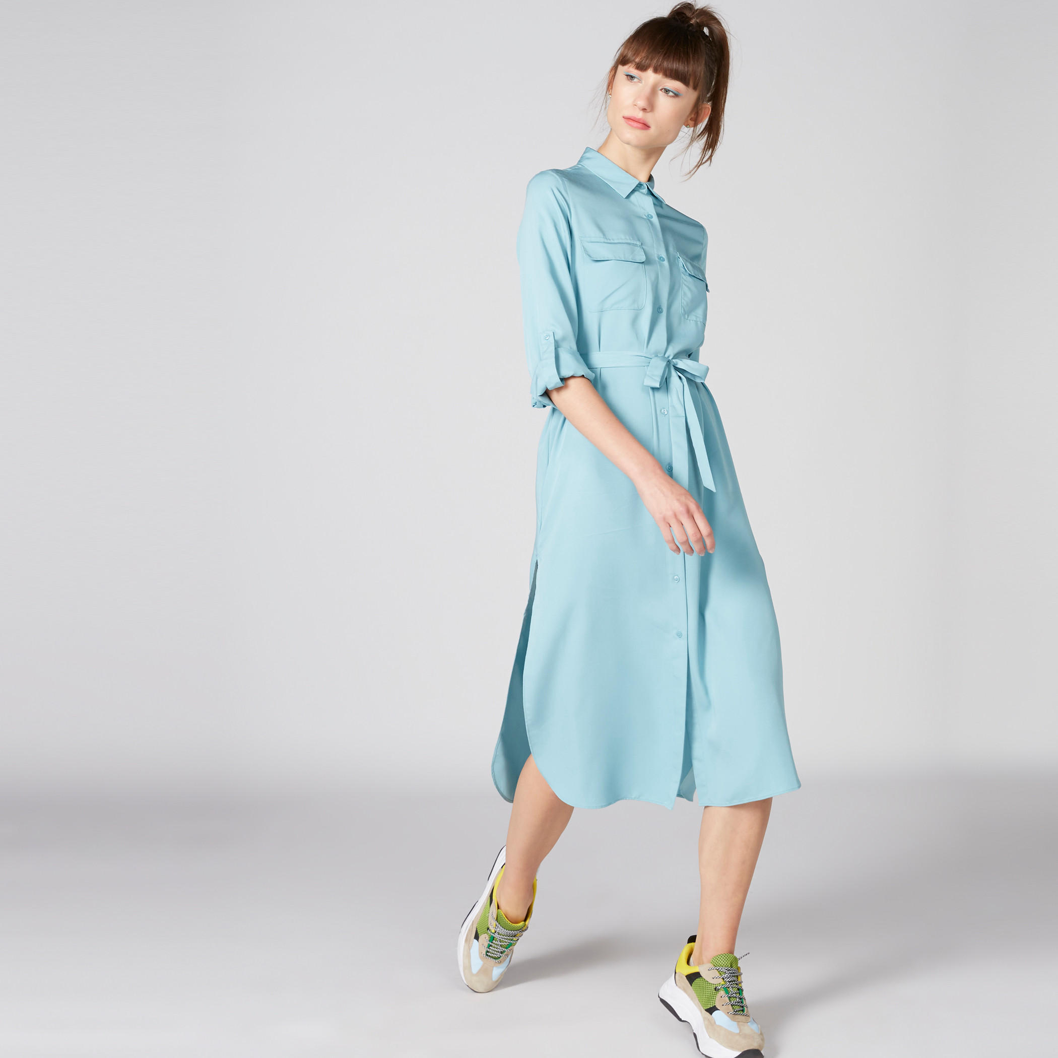 فستان قميص متوسط الطول بأكمام طويلة وأزرار-women-clothing-dresses-image-3