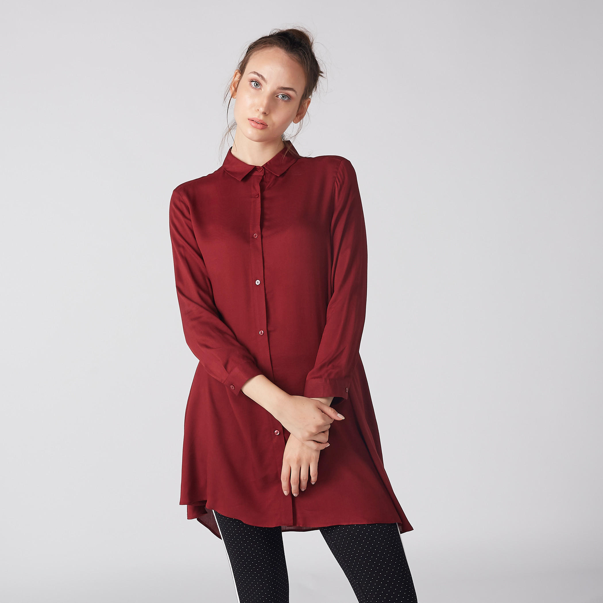 قميص طويل بأكمام 3/4 وأزرار-women-clothing-shirtsandblouses-shirts-image-4