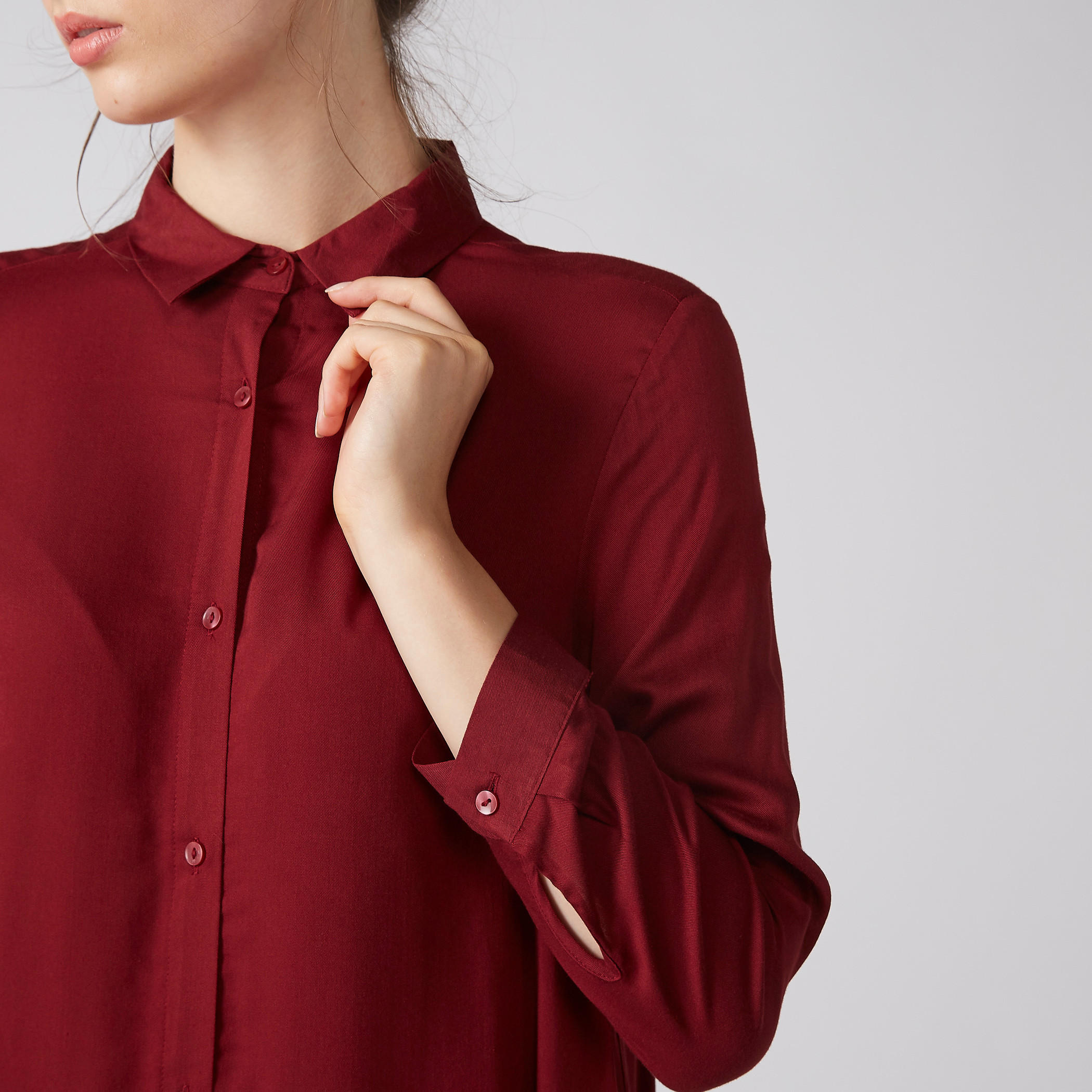 قميص طويل بأكمام 3/4 وأزرار-women-clothing-shirtsandblouses-shirts-image-3