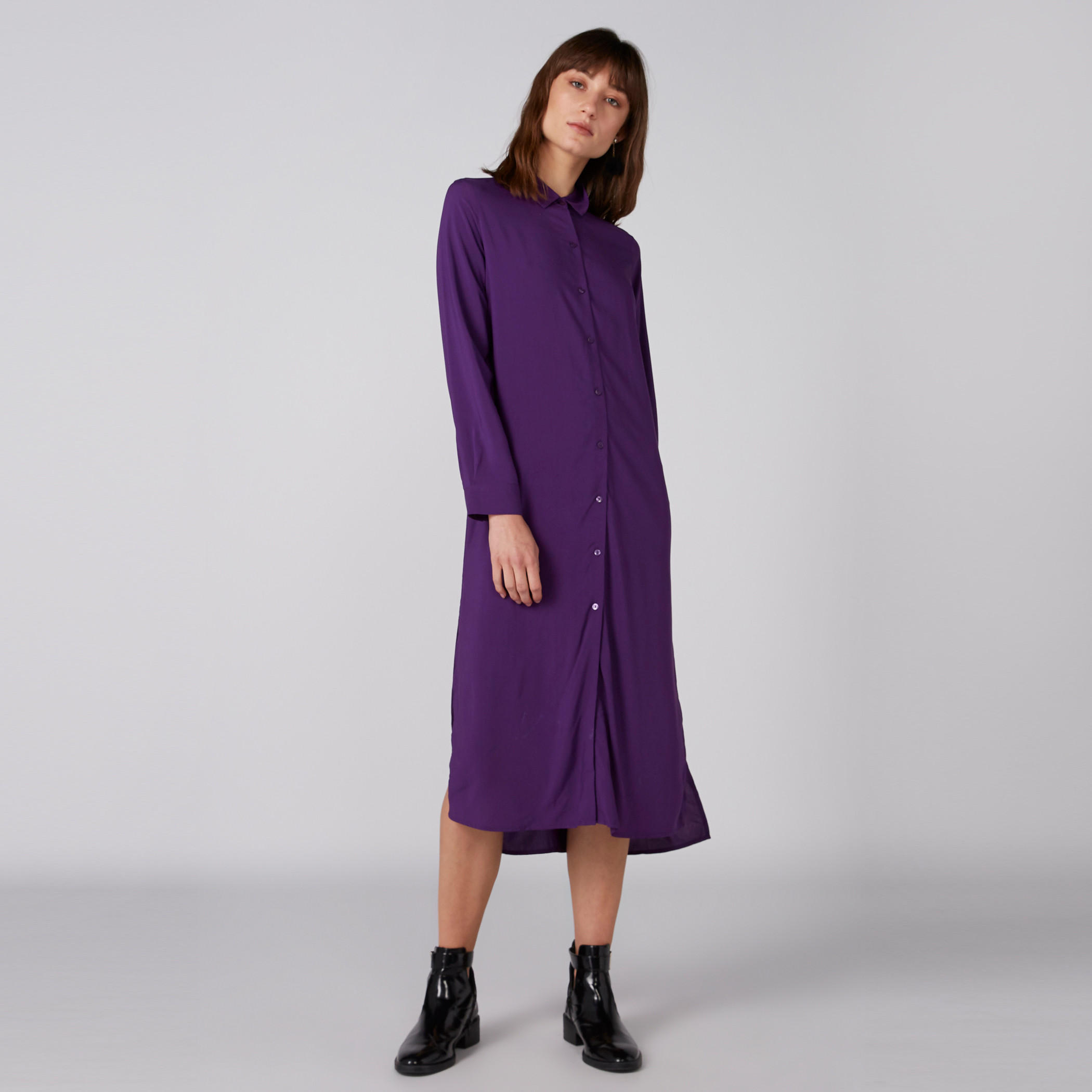 فستان قميص بأكمام طويلة وأزرار-women-clothing-dresses-image-1