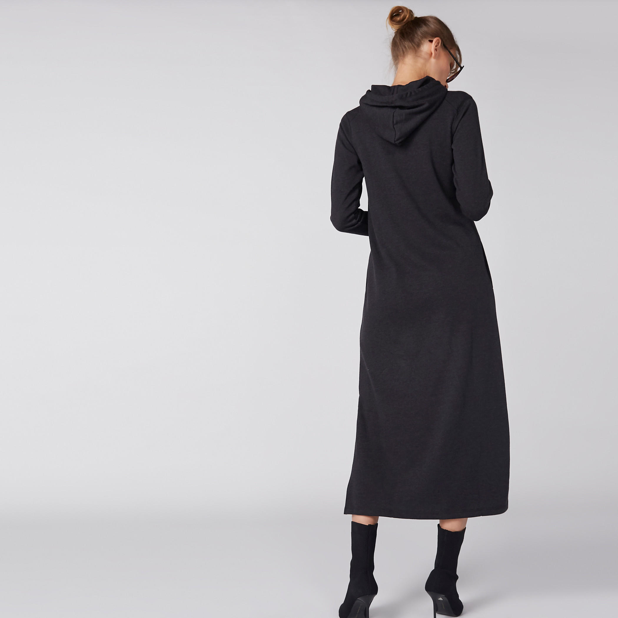 Pocket Detail Long Sleeves Dress with Hood and Side Slit-women-clothing-dresses-image-3