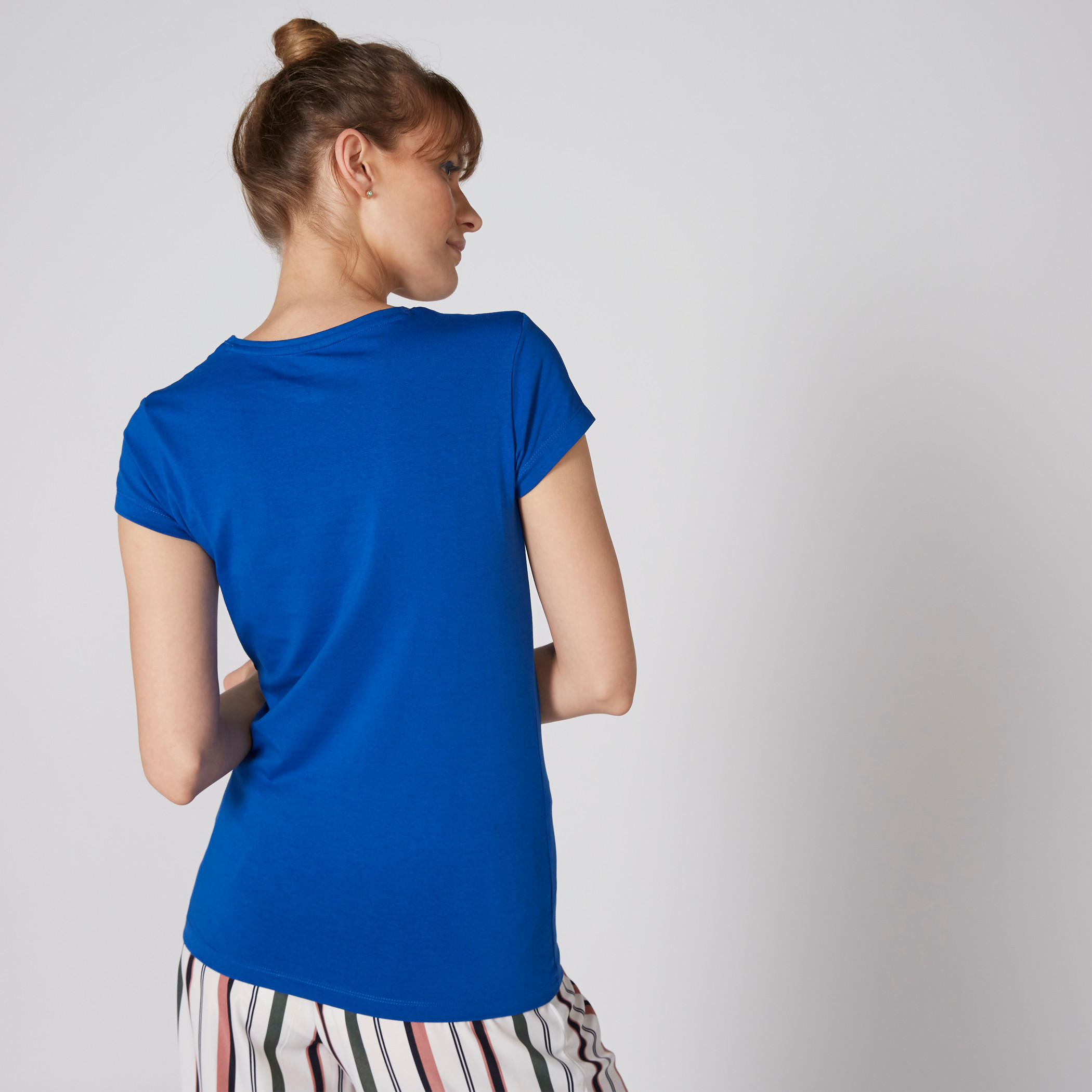 Crew Neck T-Shirt with Cap Sleeves-women-clothing-tshirts-image-2
