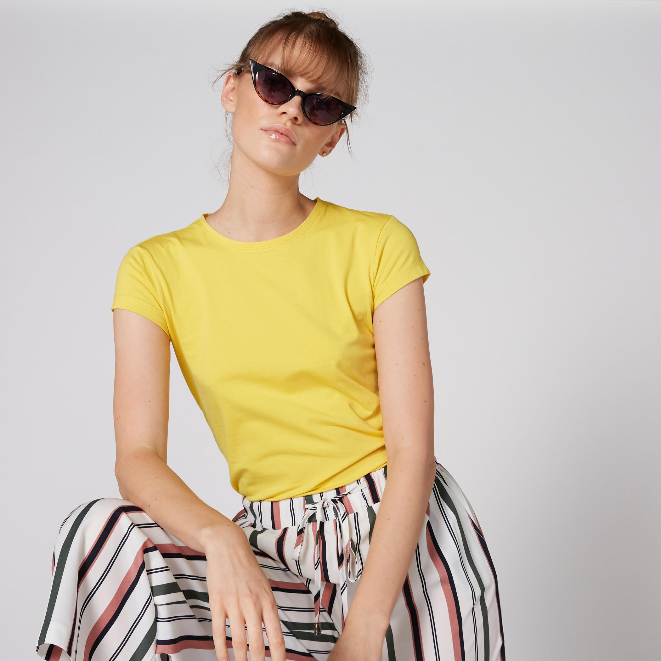 Crew Neck T-Shirt with Cap Sleeves-women-clothing-tshirts-image-4
