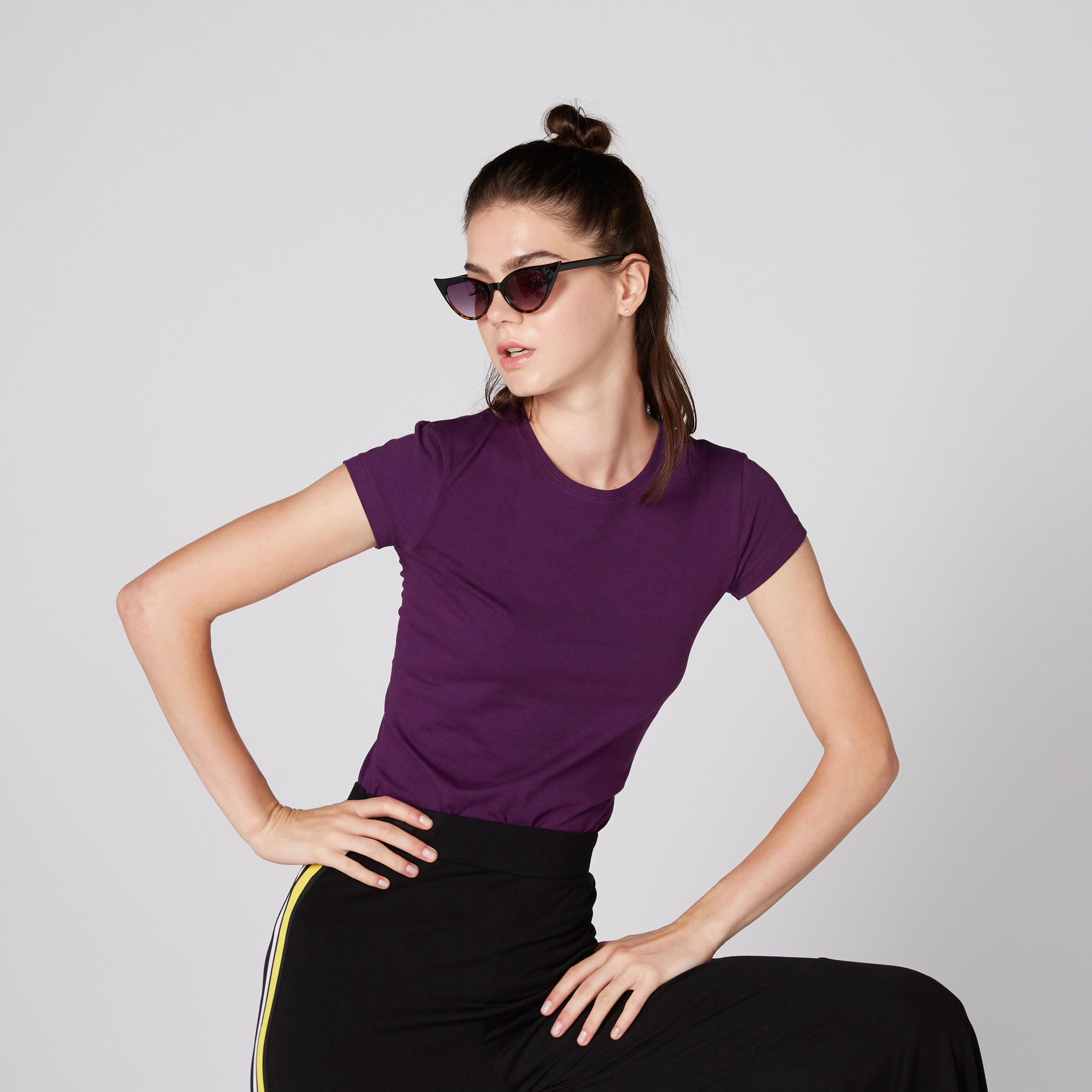 Crew Neck T-Shirt with Cap Sleeves-women-clothing-tshirts-image-7