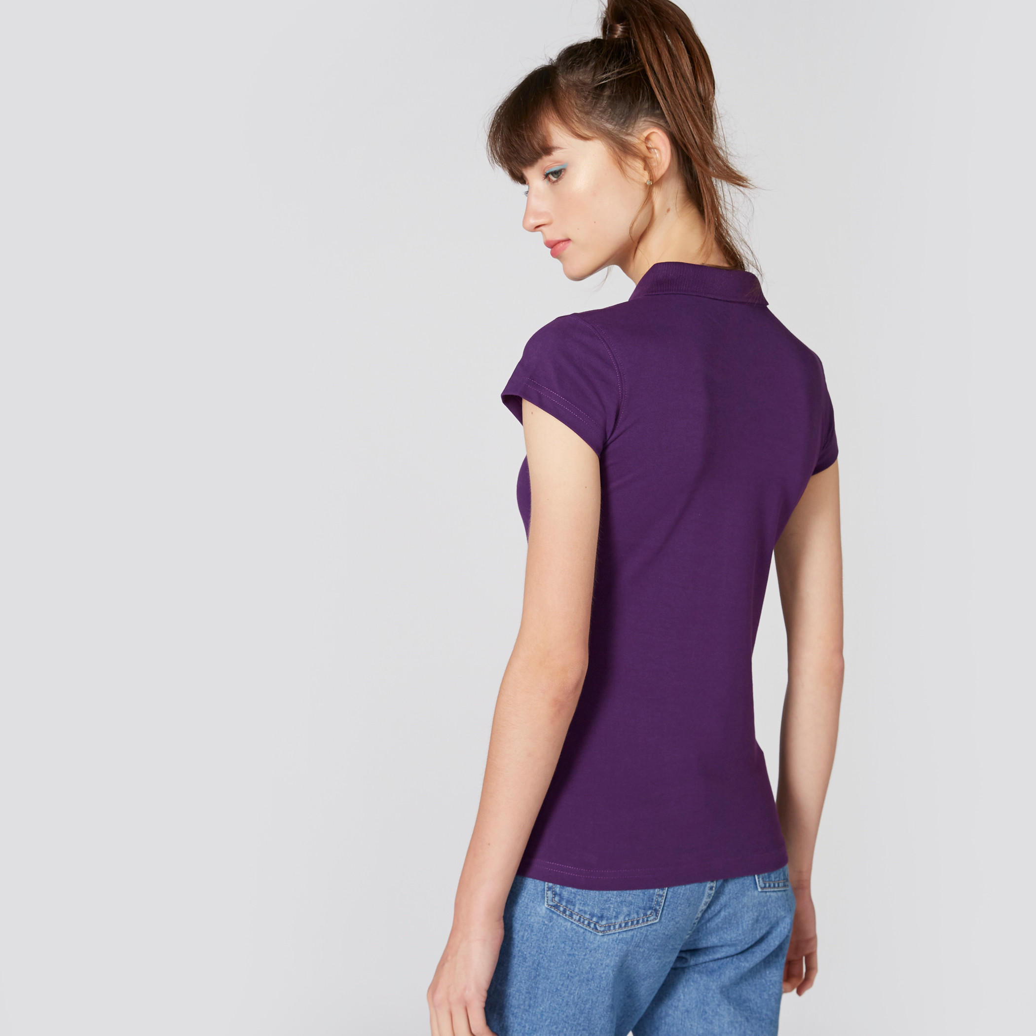 Polo Neck T-Shirt with Cap Sleeves-women-clothing-tshirts-image-2