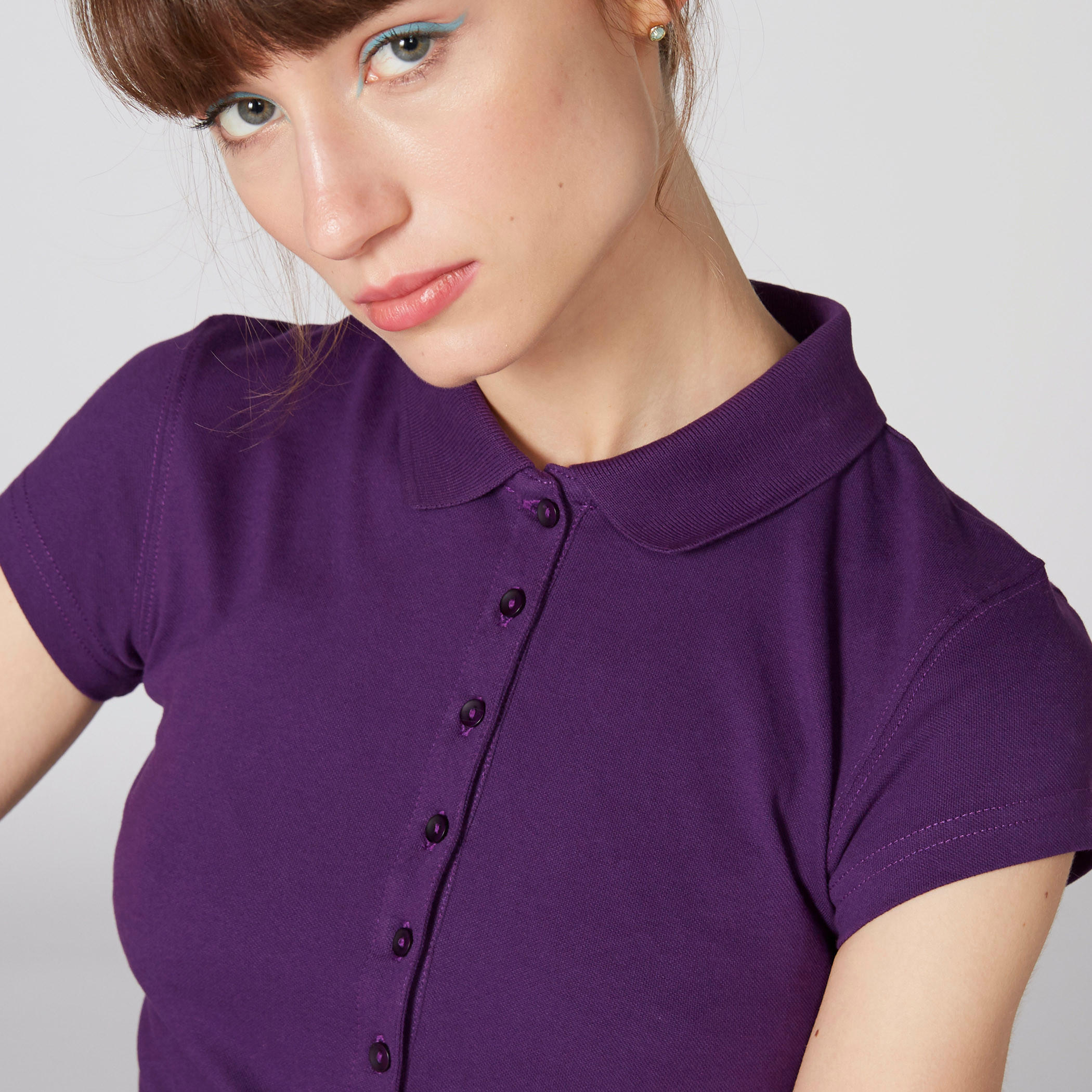 Polo Neck T-Shirt with Cap Sleeves-women-clothing-tshirts-image-4
