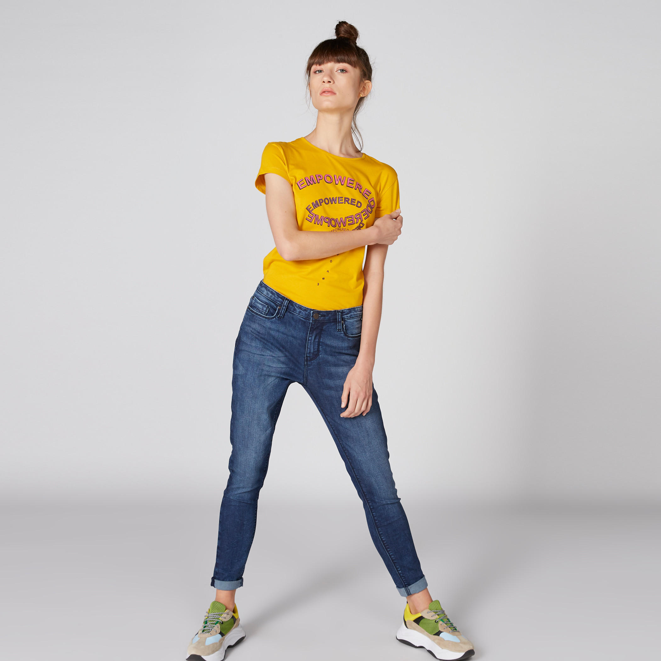Printed T-Shirt with Round Neck and Cap Sleeves-women-clothing-tshirts-image-1