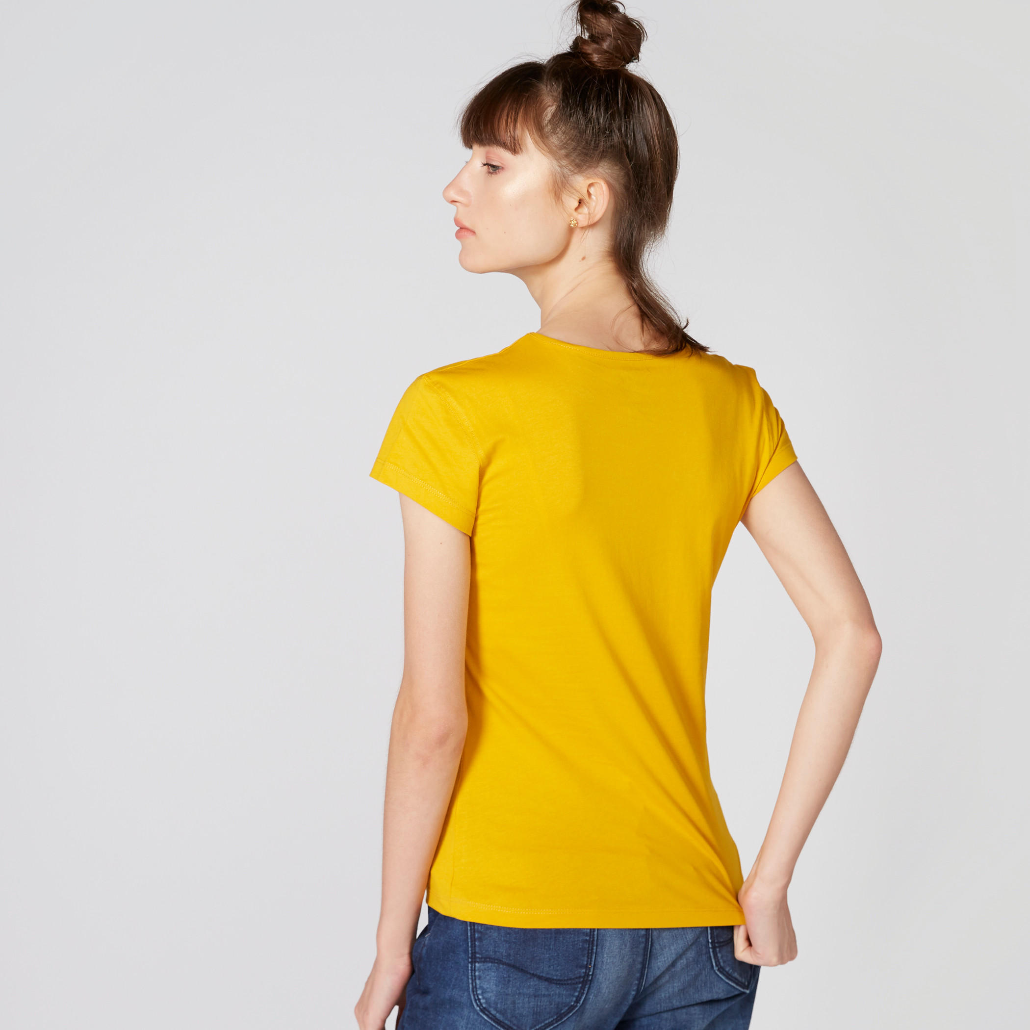 Printed T-Shirt with Round Neck and Cap Sleeves-women-clothing-tshirts-image-2