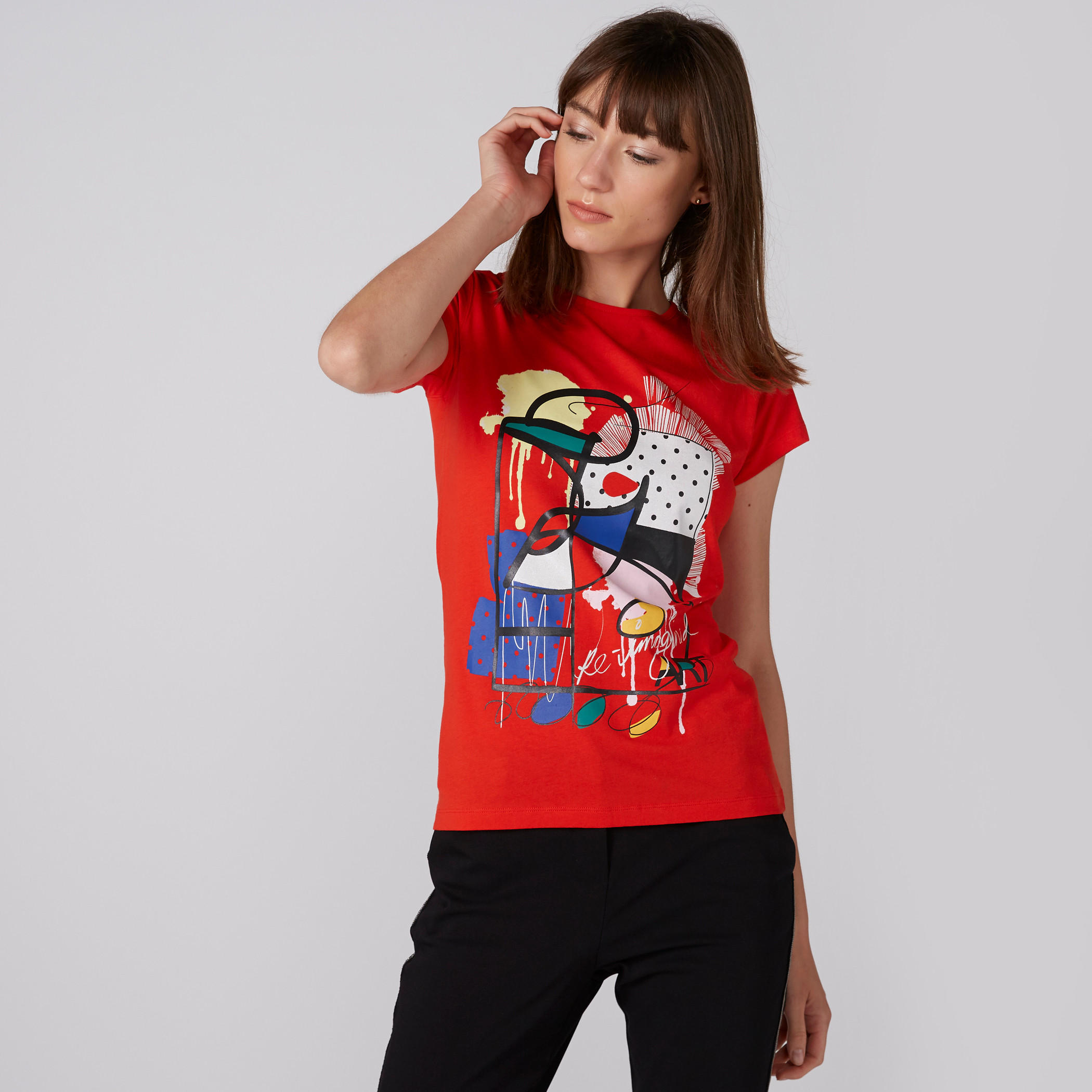 تيشيرت بياقة مستديرة وأكمام كاب وطبعات-women-clothing-tshirts-image-3