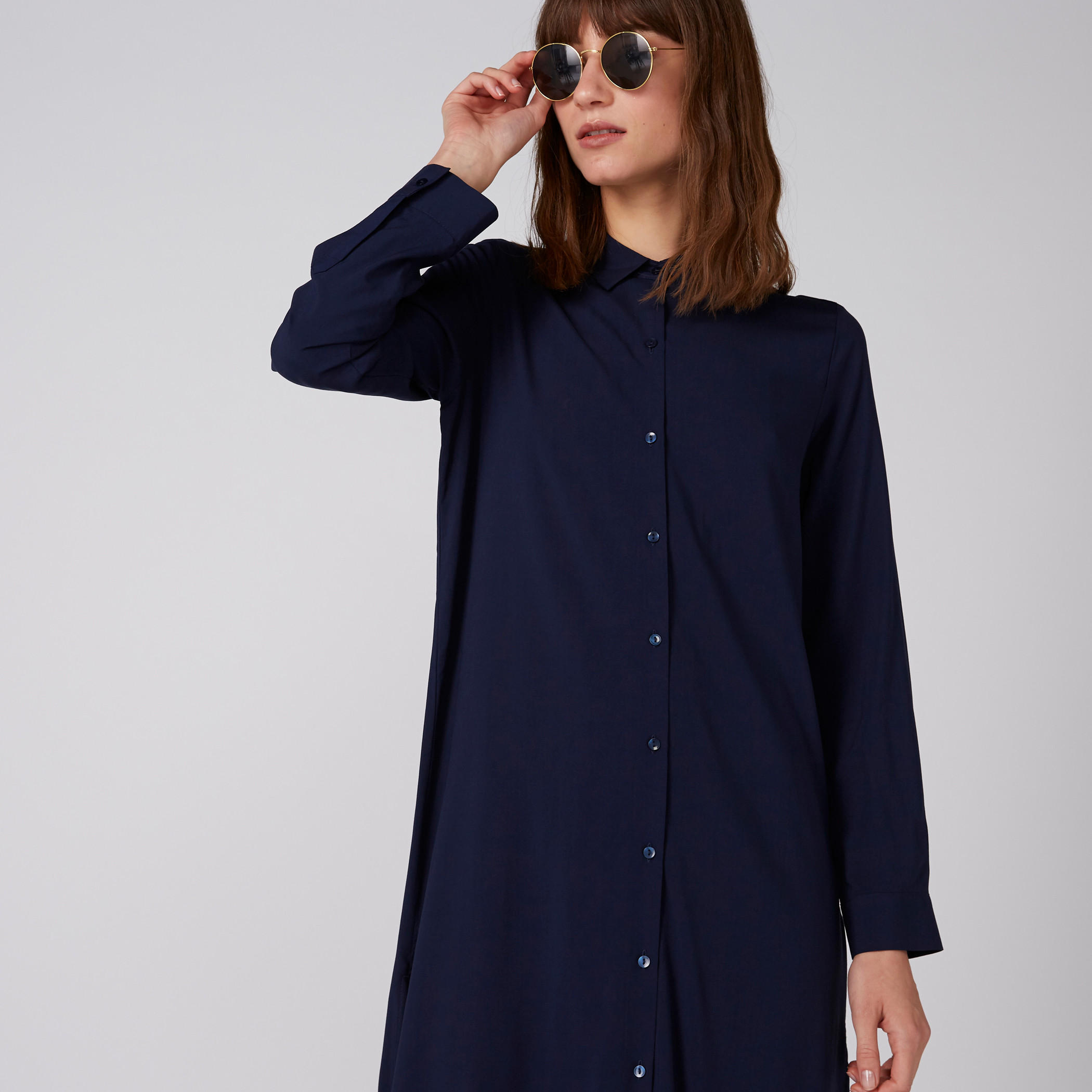 فستان قميص متوسط الطول بأكمام طويلة وأزرار-women-clothing-dresses-image-3