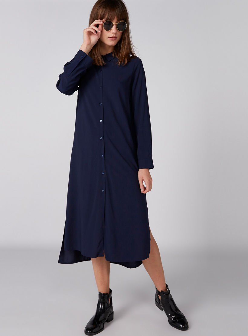 فستان قميص متوسط الطول بأكمام طويلة وأزرار-women-clothing-dresses-image-4