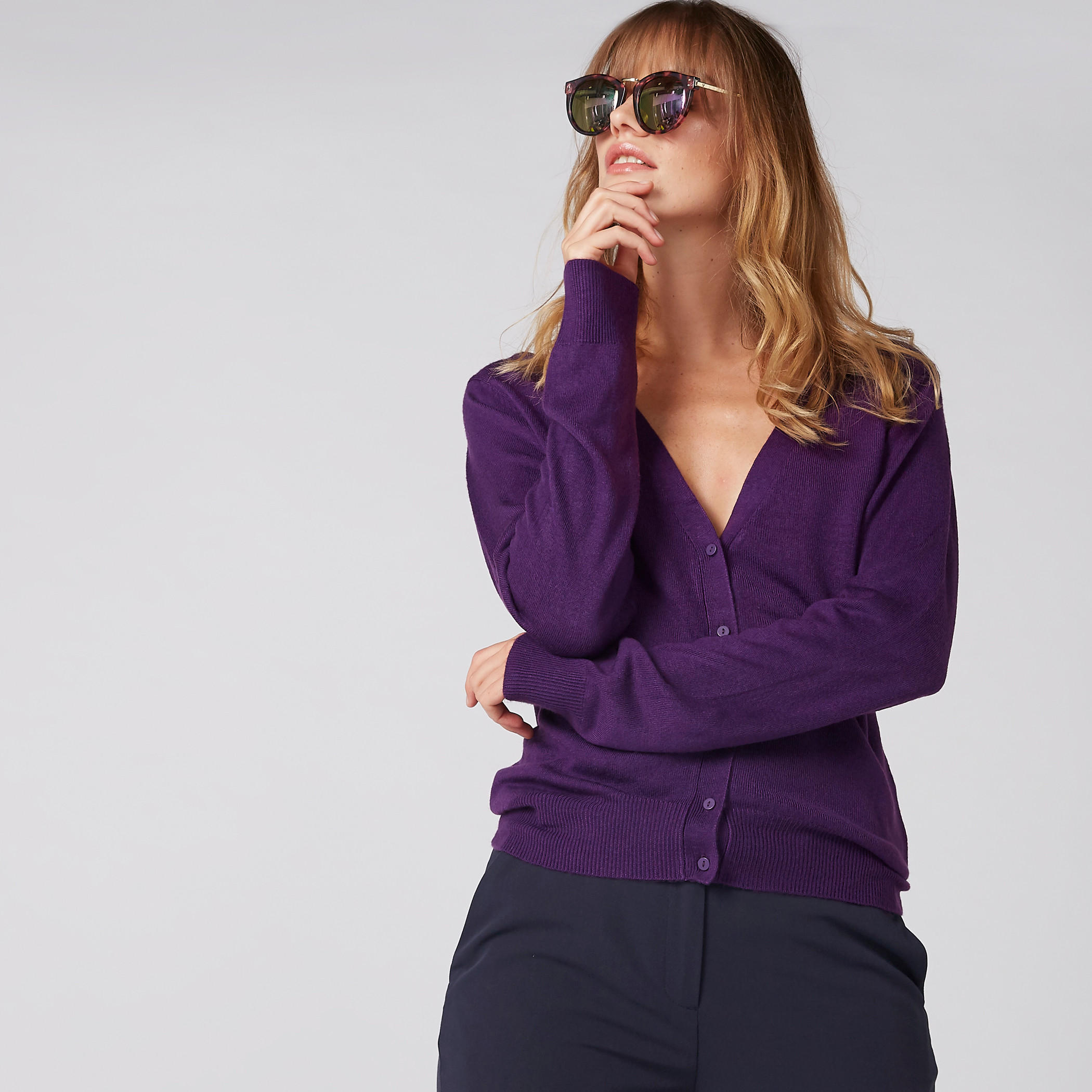 كارديجن بياقة V وأكمام طويلة-women-clothing-cardigansandjumpers-jumpers-image-1