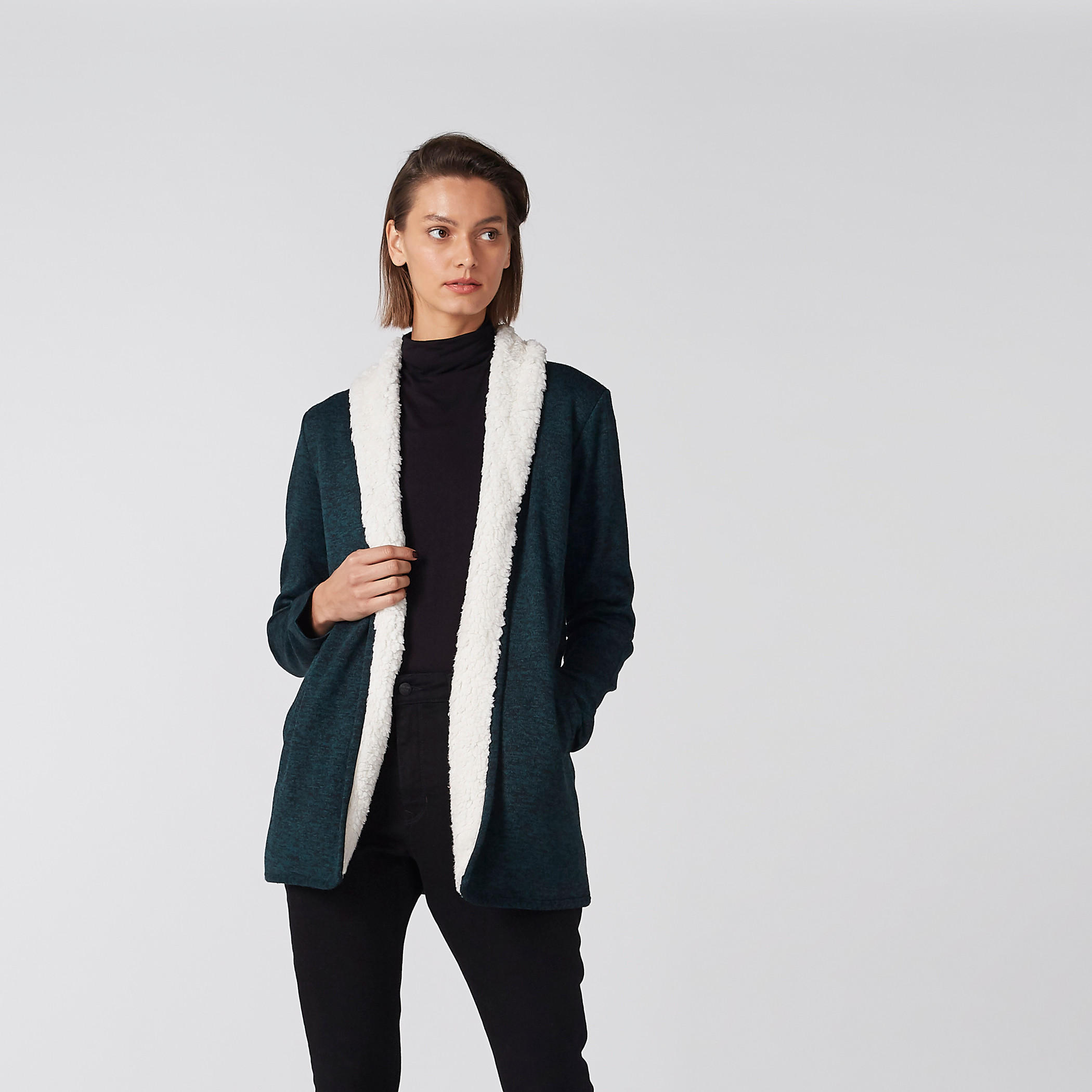 Textured Cardigan with Long Sleeves and Pocket Detail-women-winterwear-cardigansandjumpers-cardigans-image-11