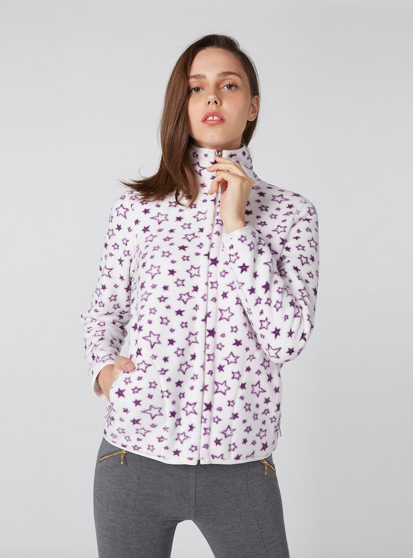جاكيت بياقة عالية وسحّاب إغلاق وجيوب وطبعات-women-winterwear-coatsandjackets-jackets-image-1