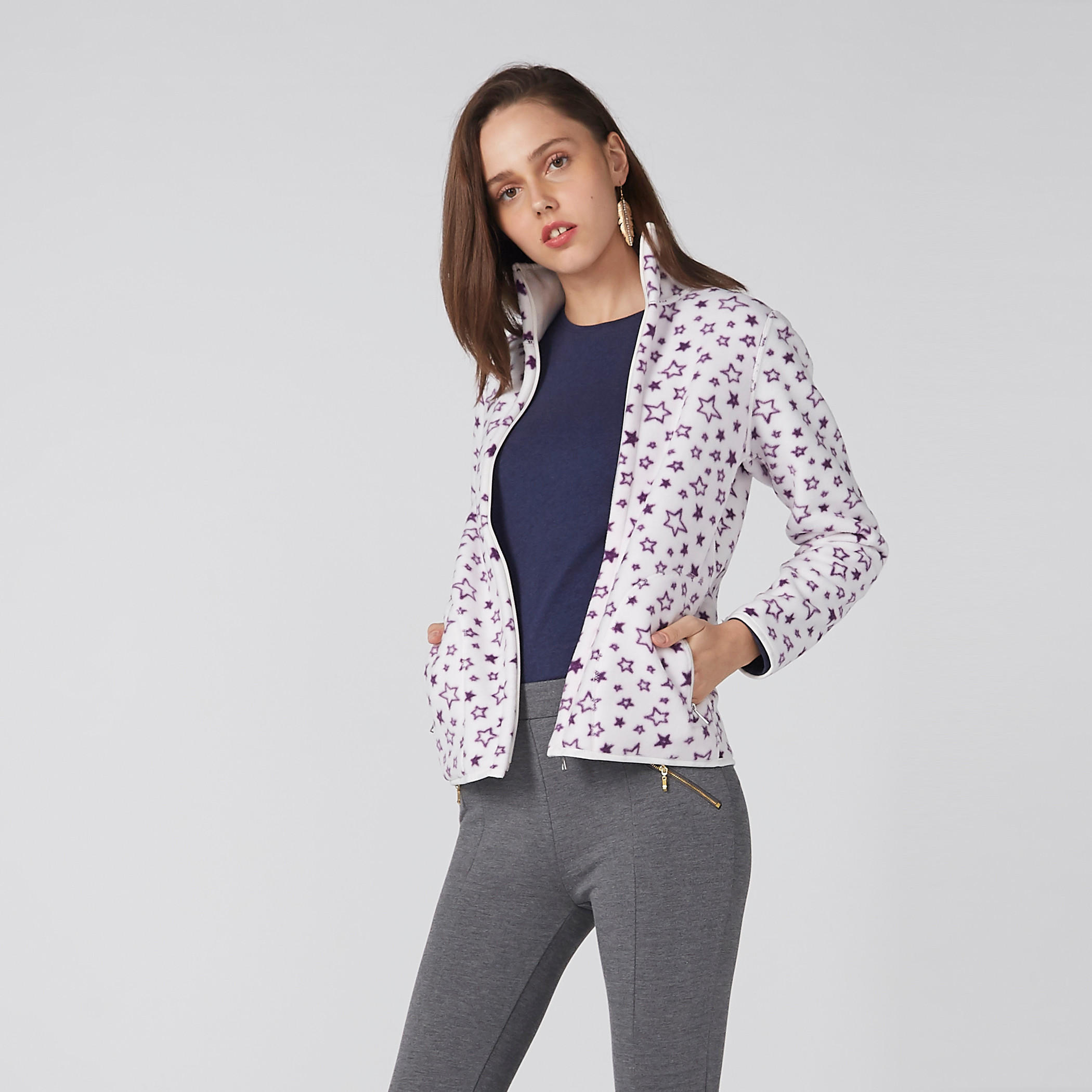 جاكيت بياقة عالية وسحّاب إغلاق وجيوب وطبعات-women-winterwear-coatsandjackets-jackets-image-4
