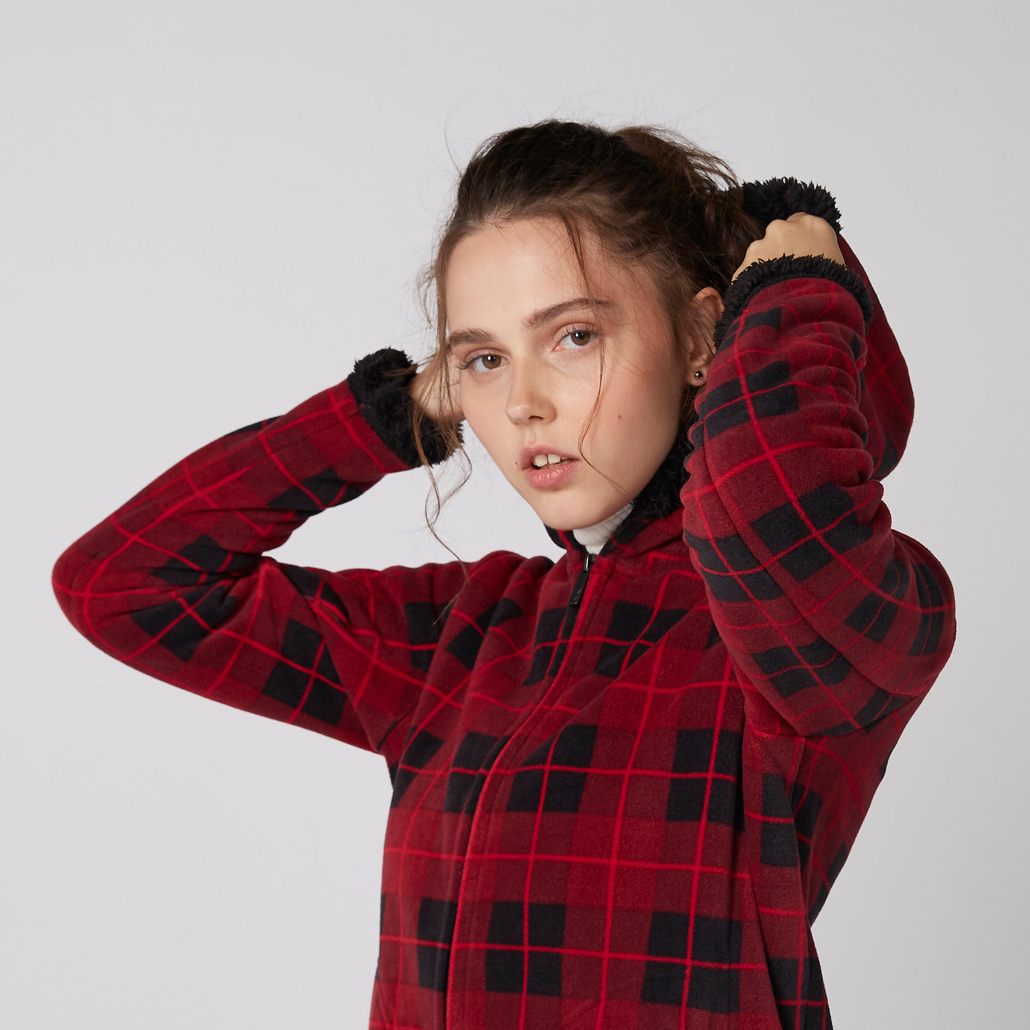 جاكيت كاروهات بأكمام طويلة وسحّاب إغلاق-women-winterwear-coatsandjackets-jackets-image-3